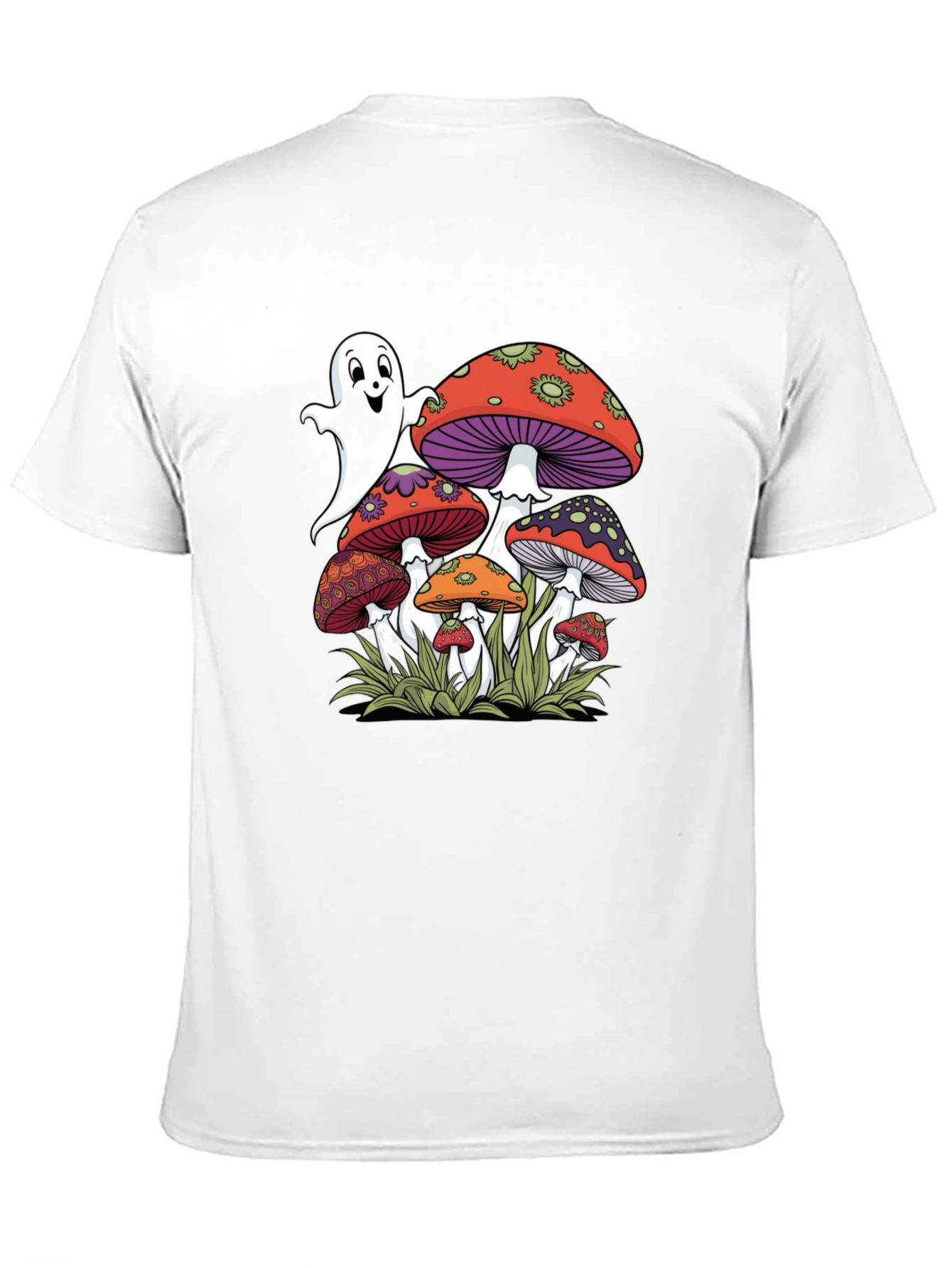 Ghost and Mushroom Graphic Tee - Unisex Black T-Shirt
