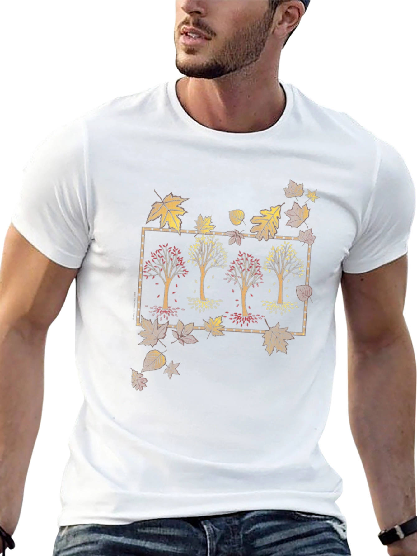 Autumn Trees Graphic Tee - Mens Black T-Shirt