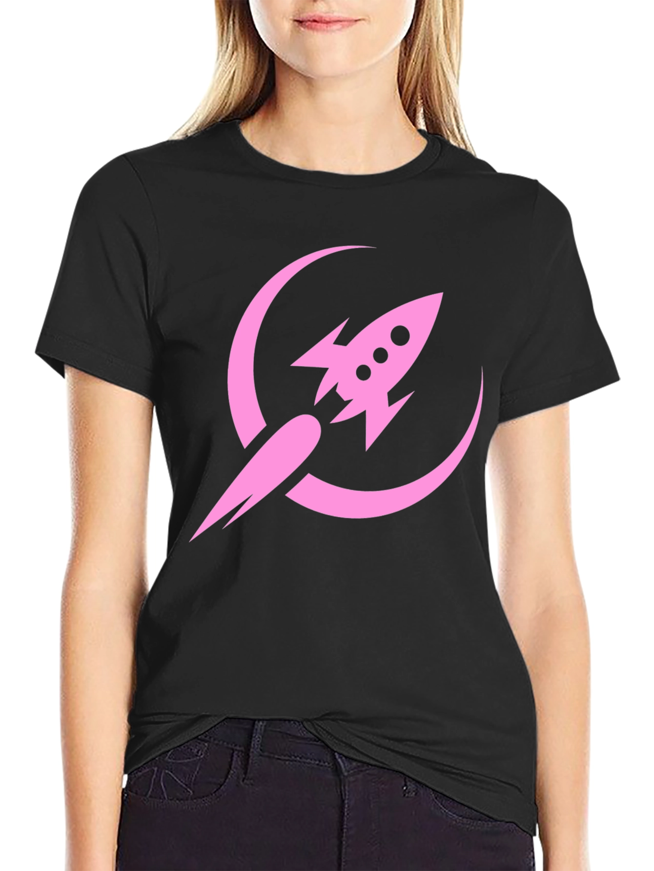 Rocket to the Moon Graphic Tee - Black