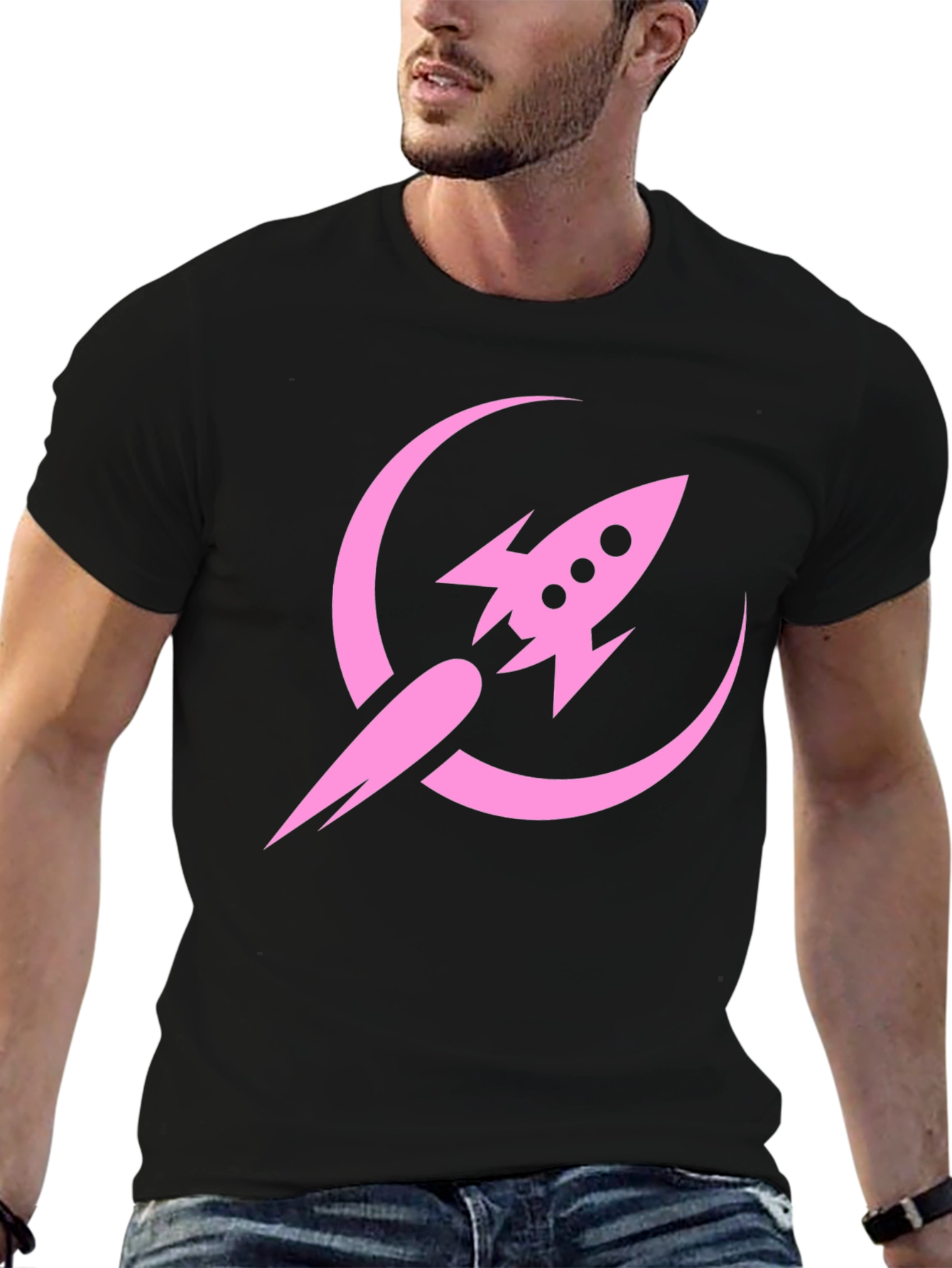 Rocket to the Moon Graphic Tee - Black