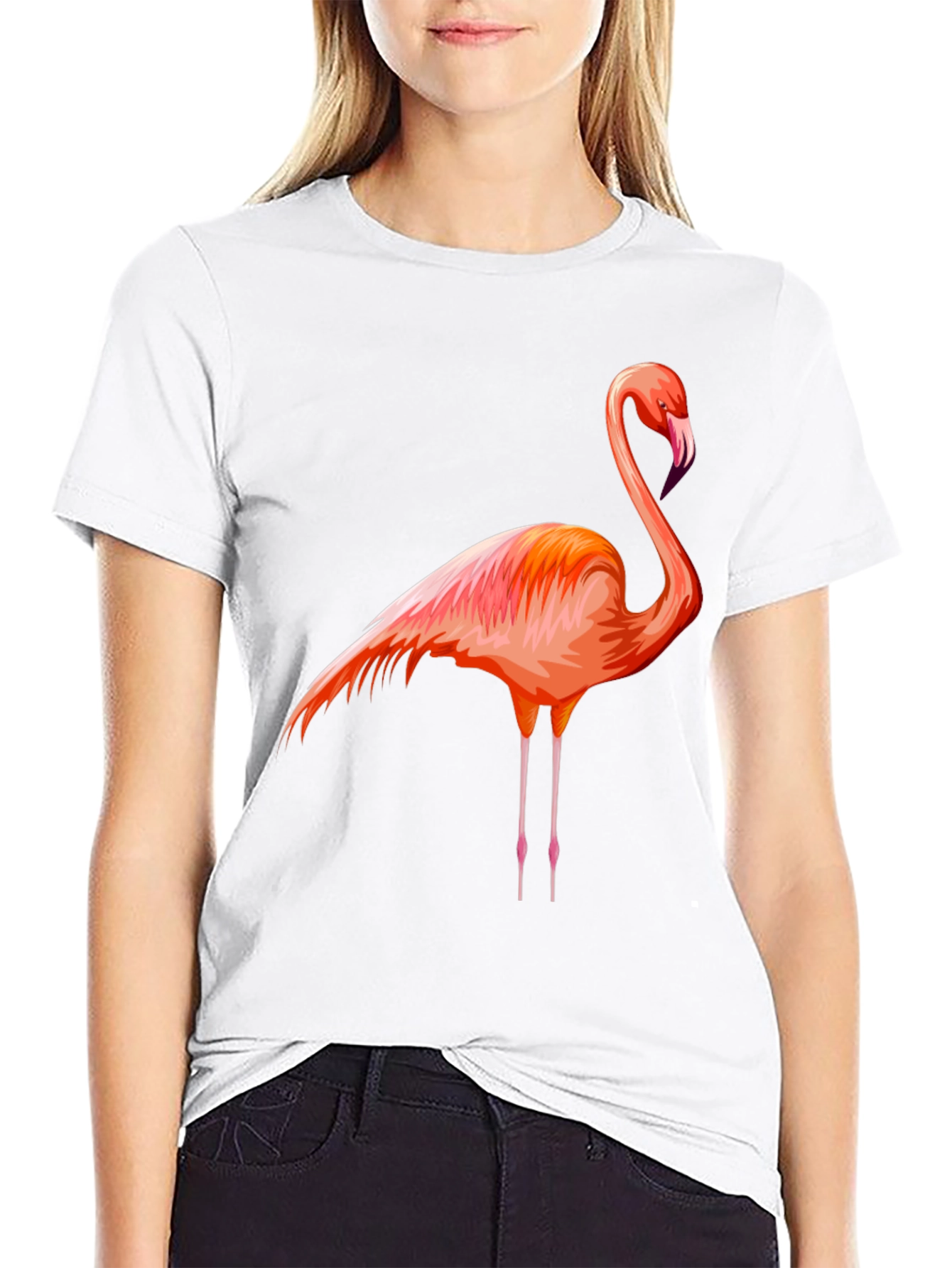 Flamingo Graphic Tee - Black Cotton Comfort