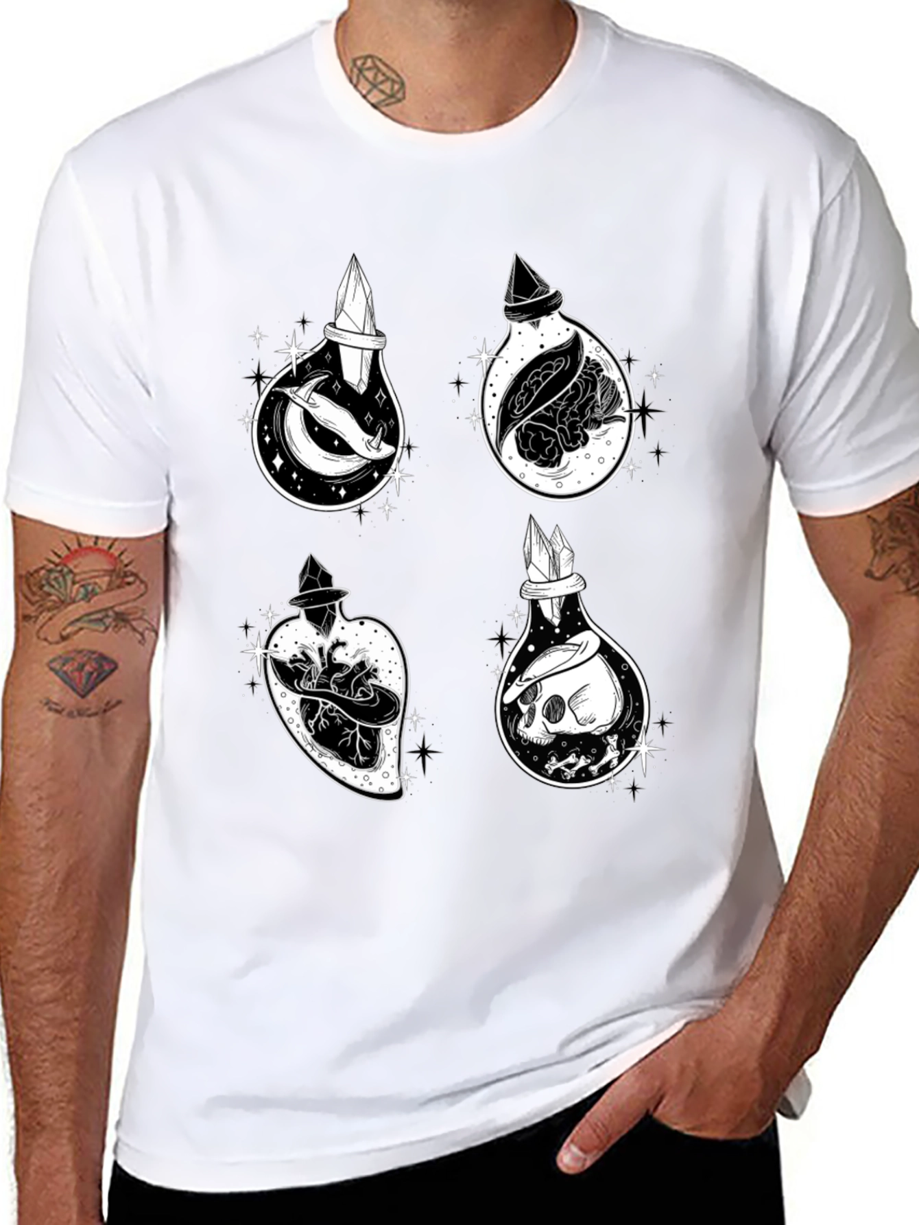 Potion Bottle Graphic T-Shirt - Unique Witchy Design
