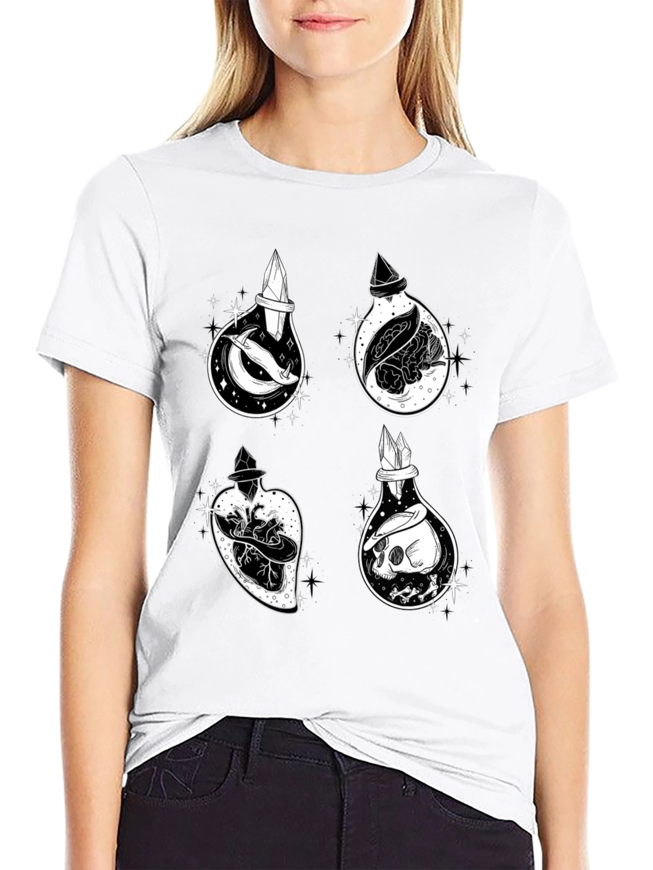 Potion Bottle Graphic T-Shirt - Unique Witchy Design