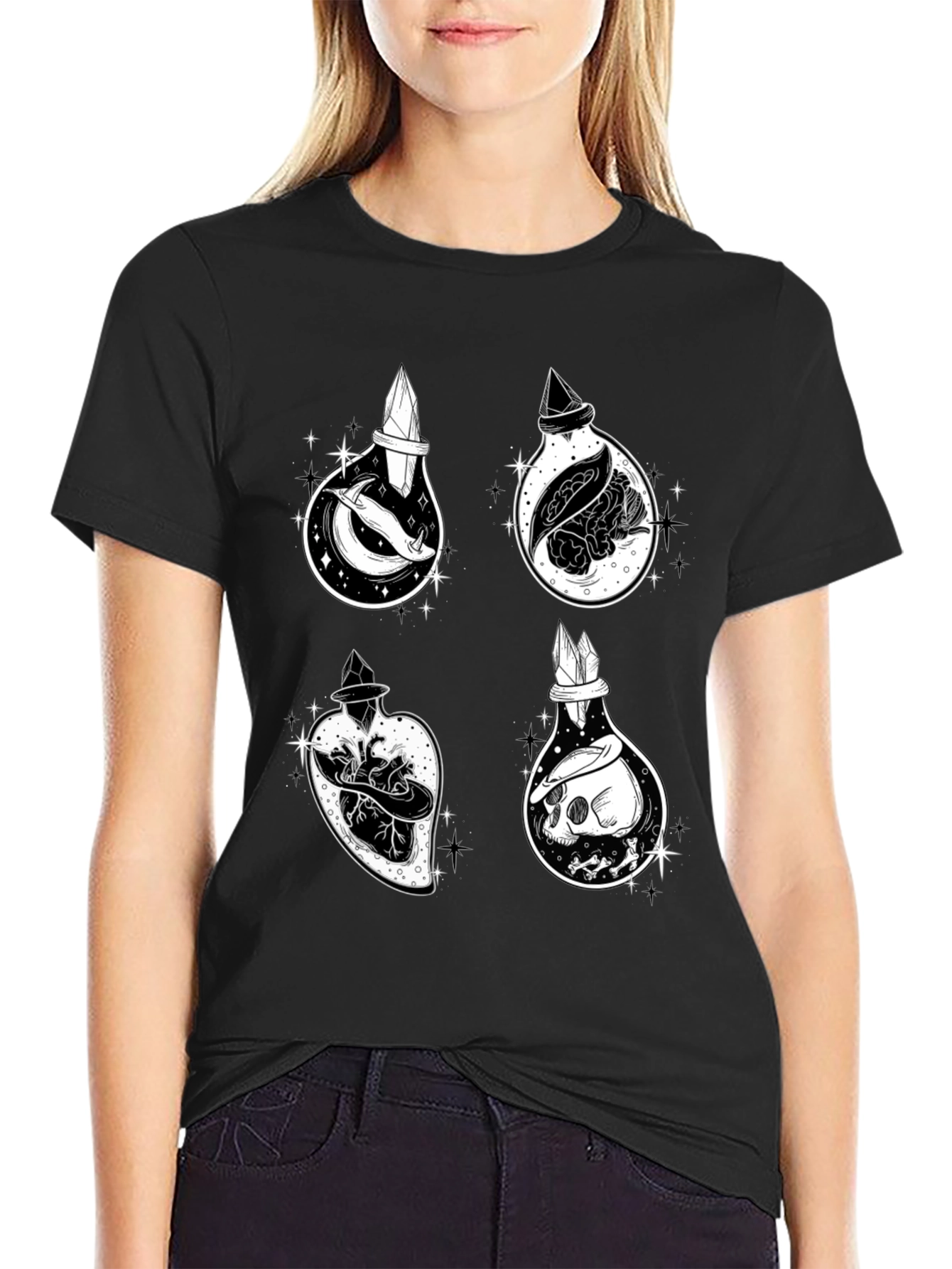 Potion Bottle Graphic T-Shirt - Unique Witchy Design