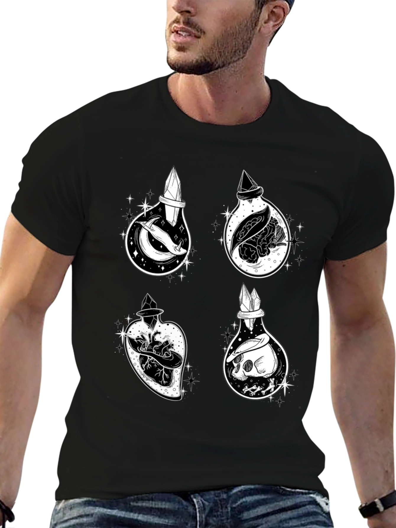 Potion Bottle Graphic T-Shirt - Unique Witchy Design