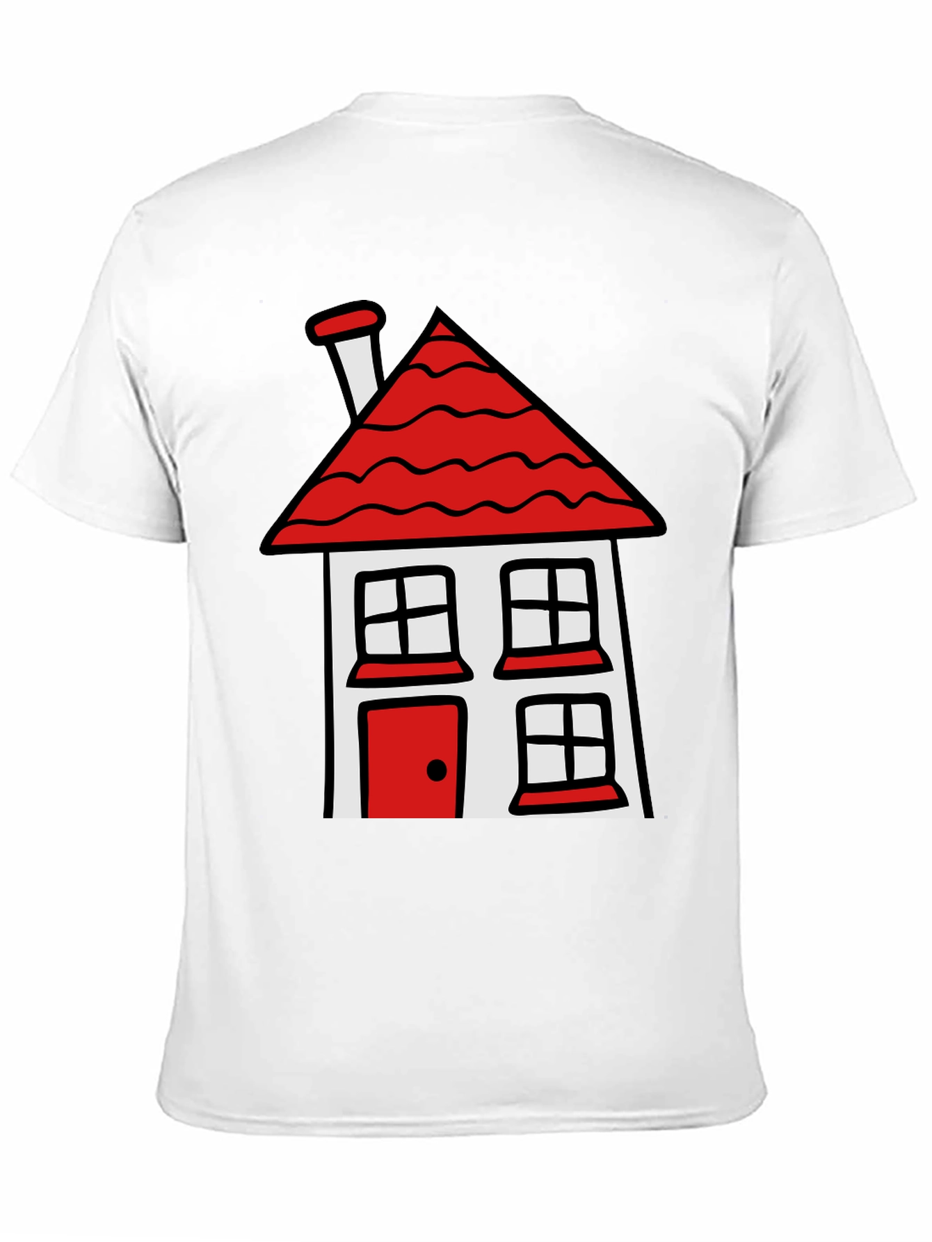 Cartoon House T-Shirt - Black Cotton Tee
