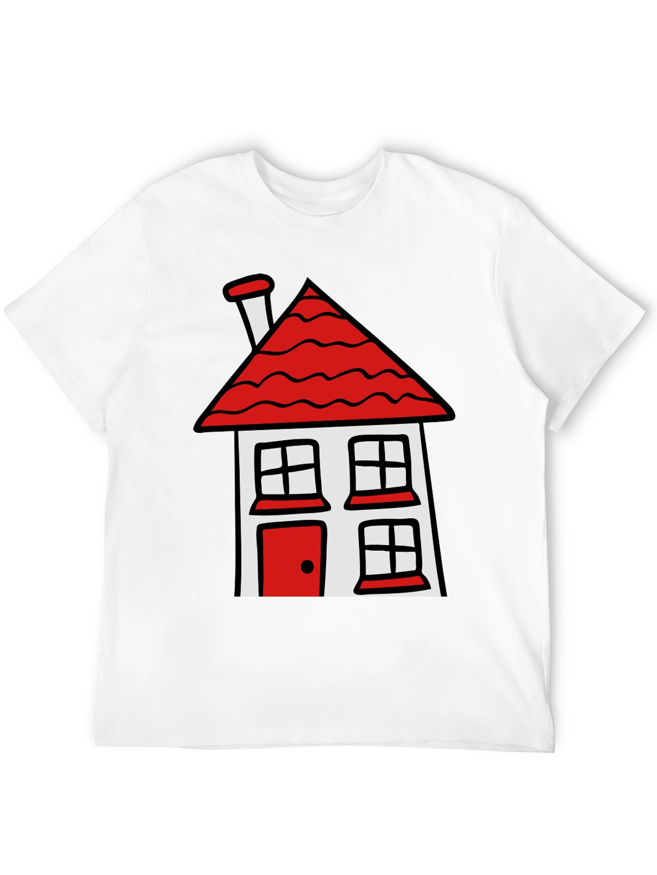 Cartoon House T-Shirt - Black Cotton Tee
