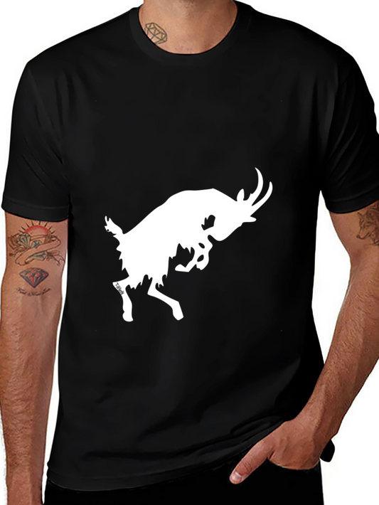 Black T-Shirt with White Goat Graphic