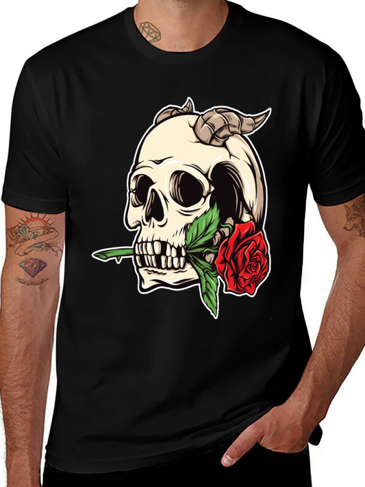 Skull & Rose Graphic Tee - Bold Statement Shirt
