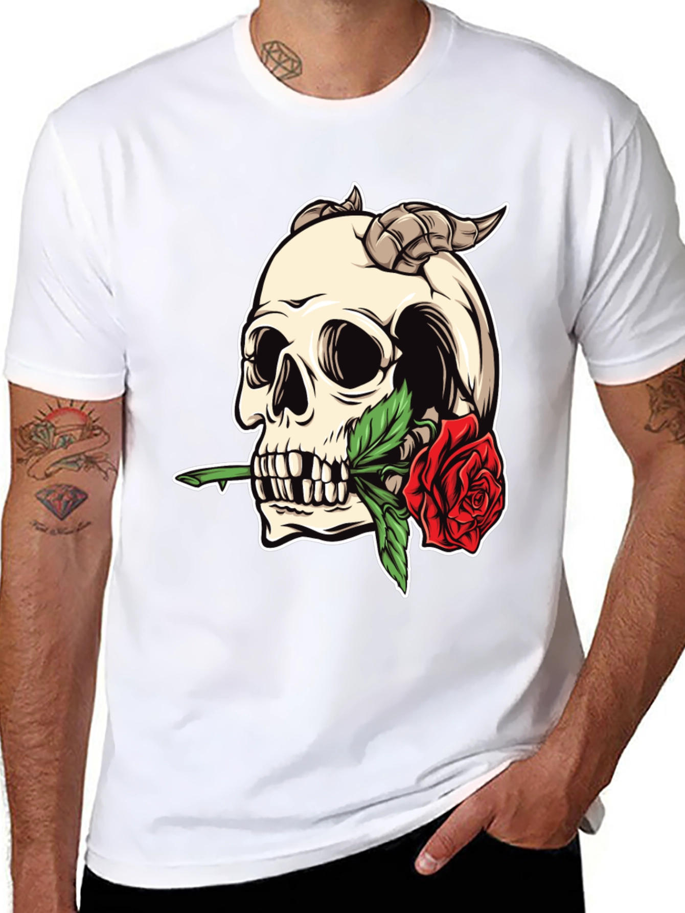 Skull & Rose Graphic Tee - Bold Statement Shirt
