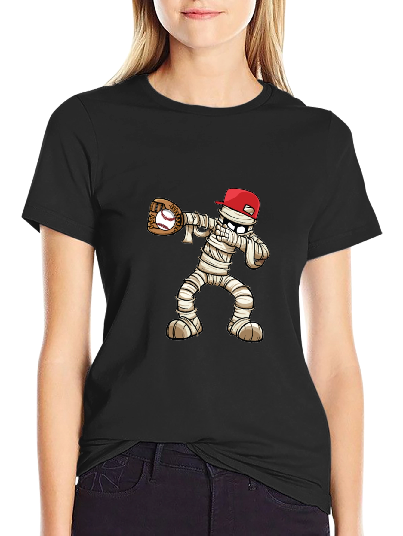 Mummy Baseball T-Shirt: Spooky Season Fun!