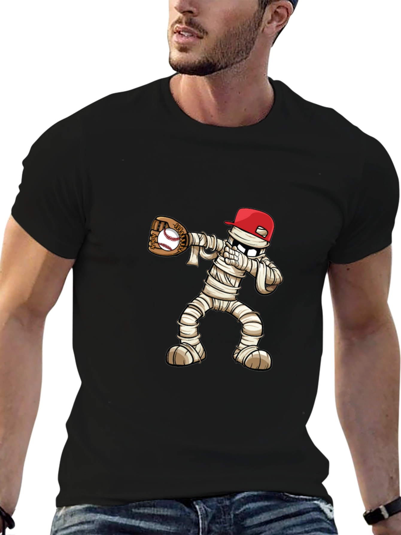 Mummy Baseball T-Shirt: Spooky Season Fun!