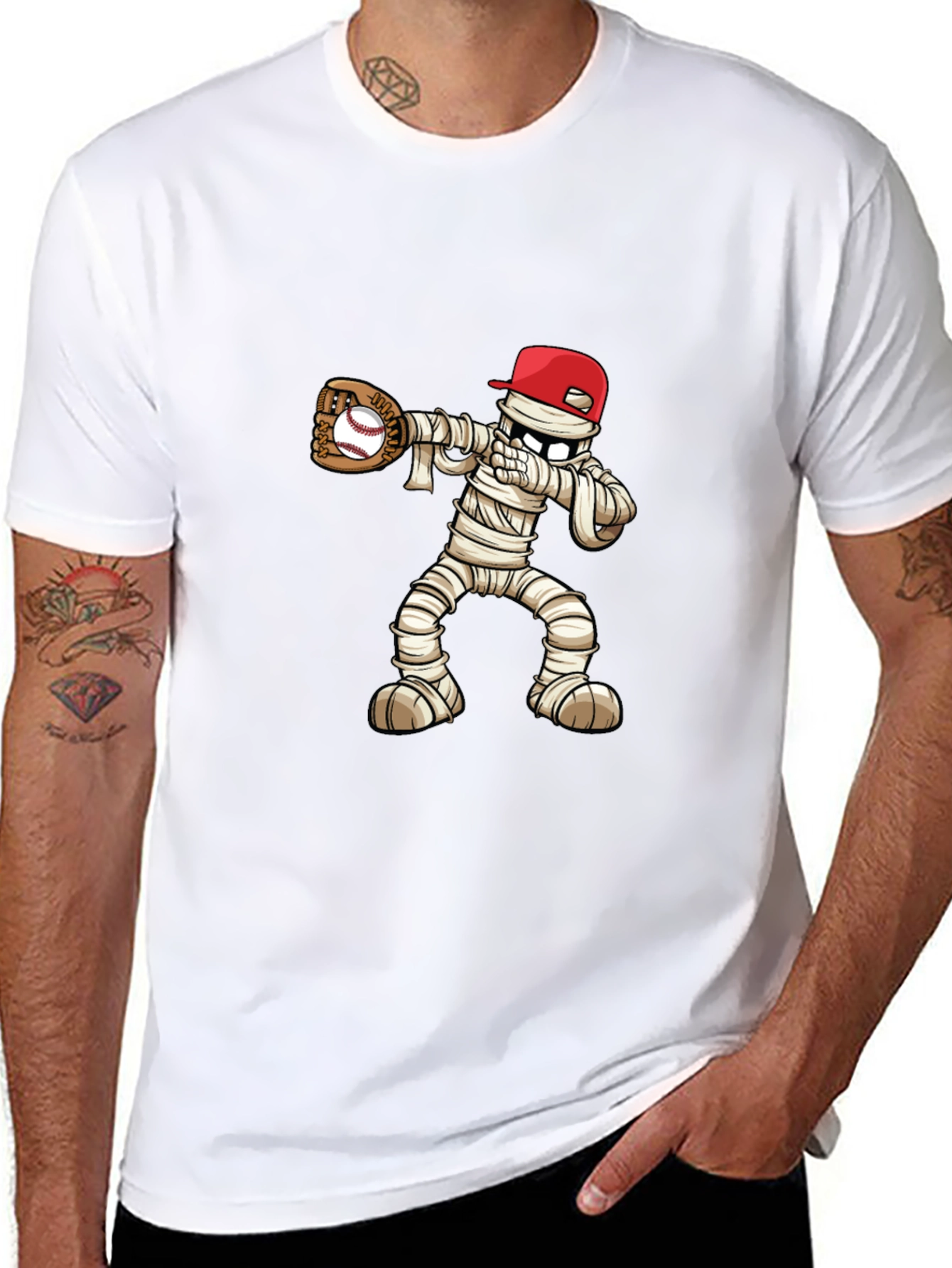 Mummy Baseball T-Shirt: Spooky Season Fun!