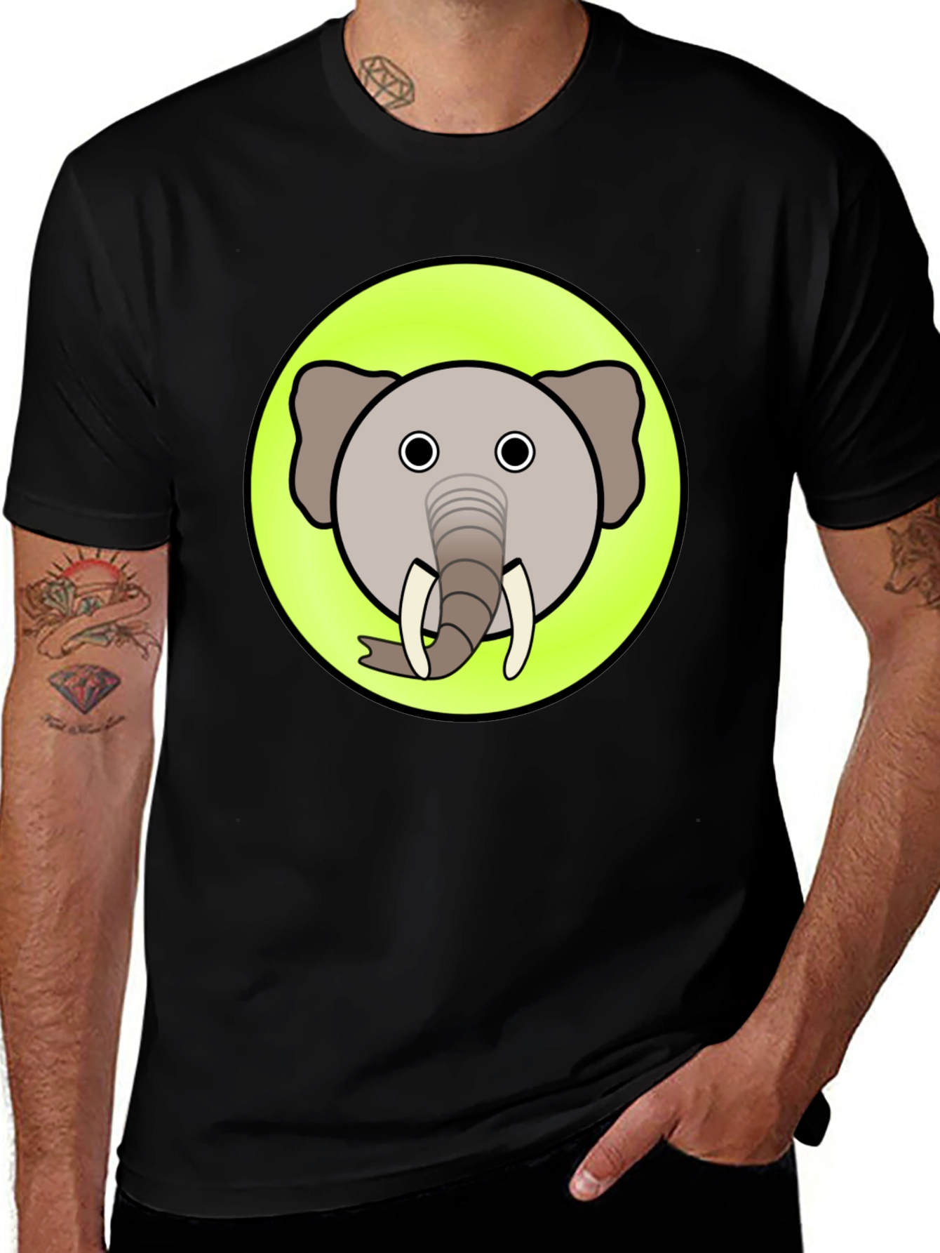 Cartoon Elephant Graphic T-Shirt