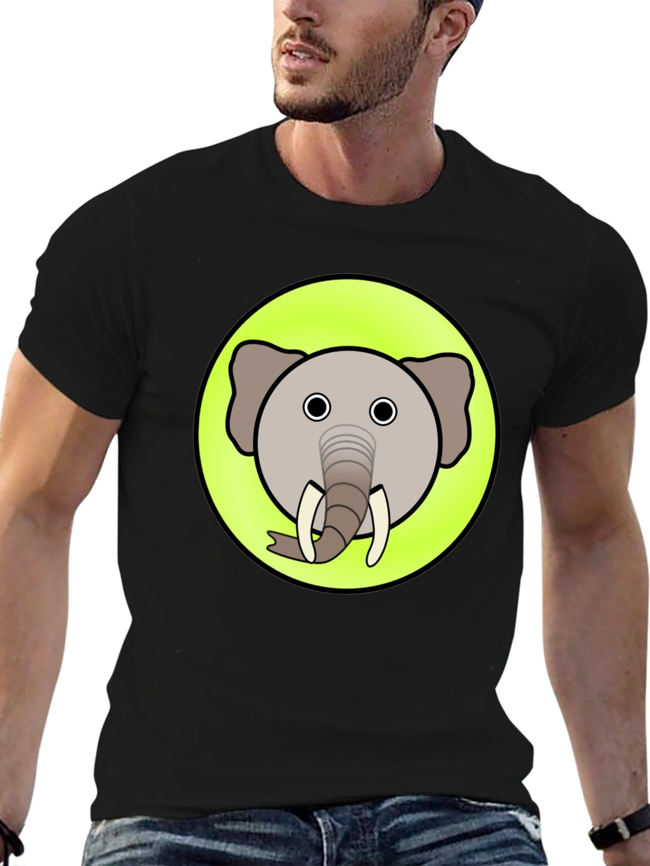 Cartoon Elephant Graphic T-Shirt