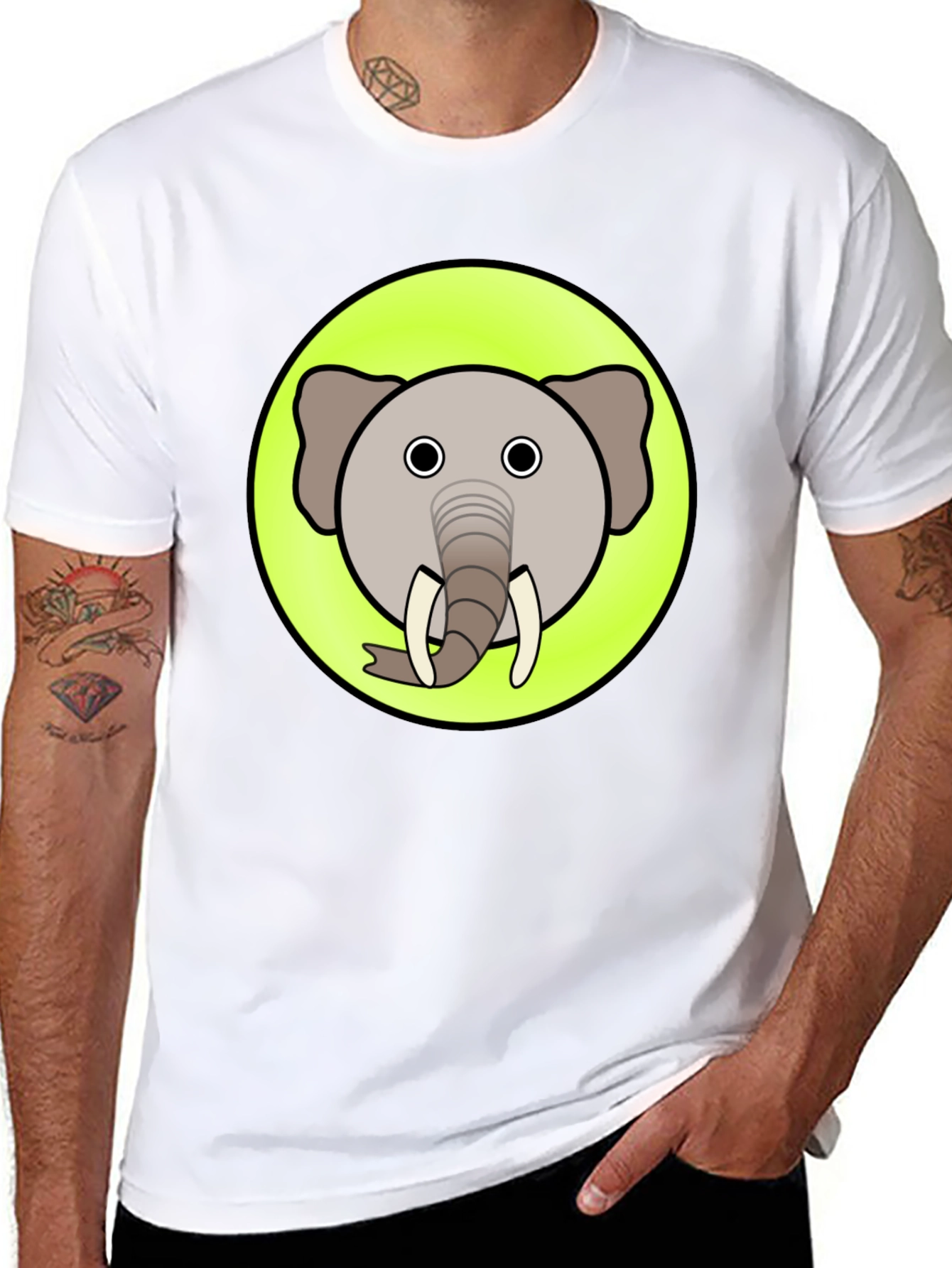 Cartoon Elephant Graphic T-Shirt