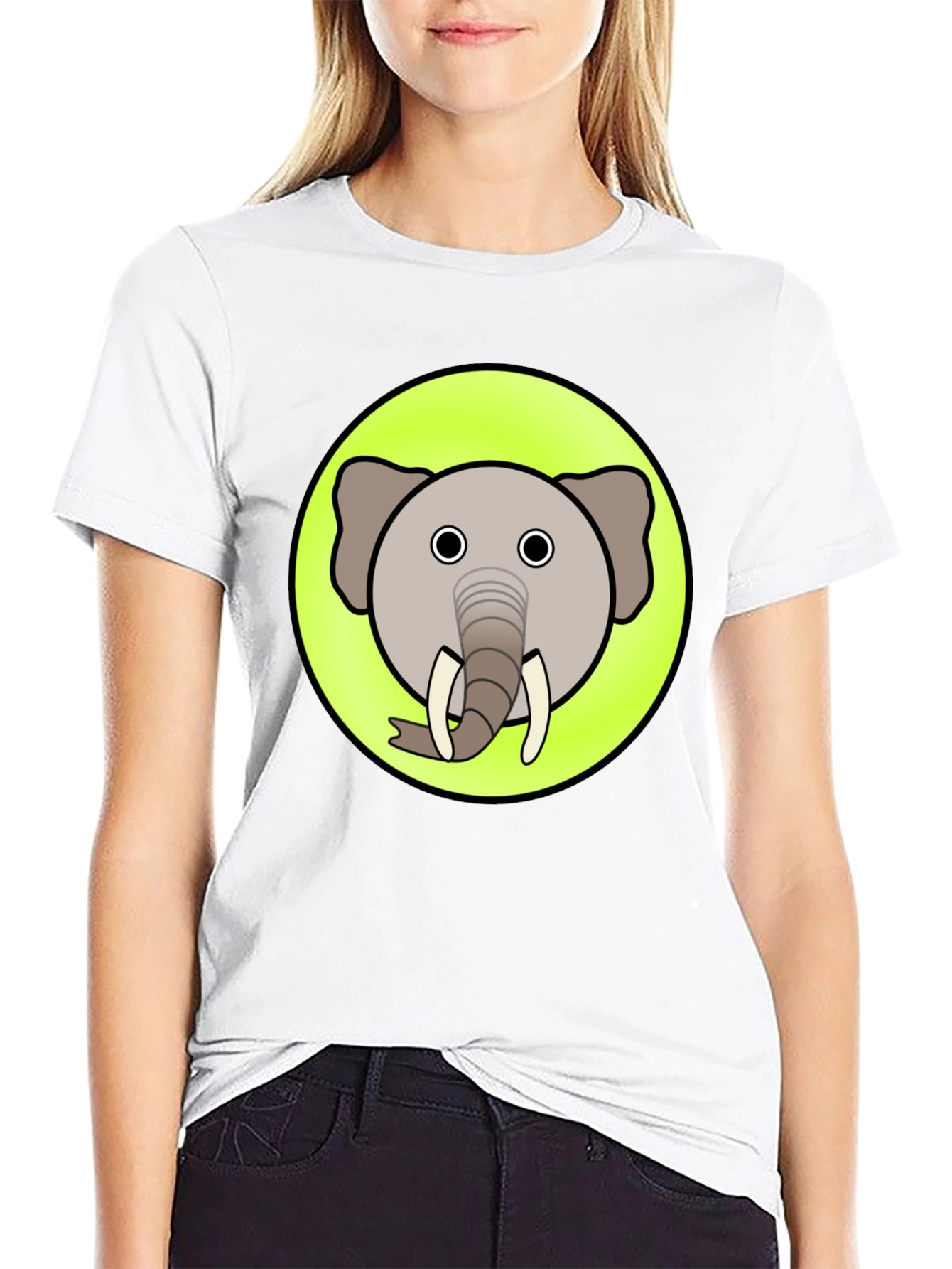 Cartoon Elephant Graphic T-Shirt