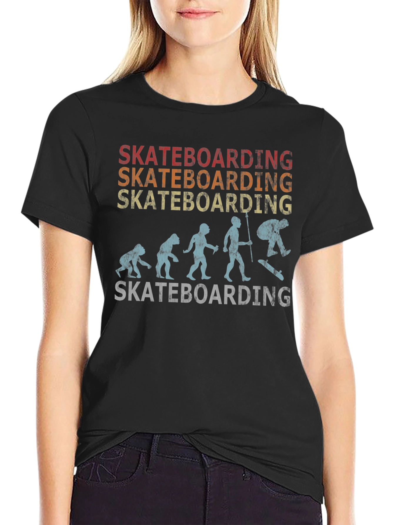 Skateboarding Evolution Graphic Tee - Black