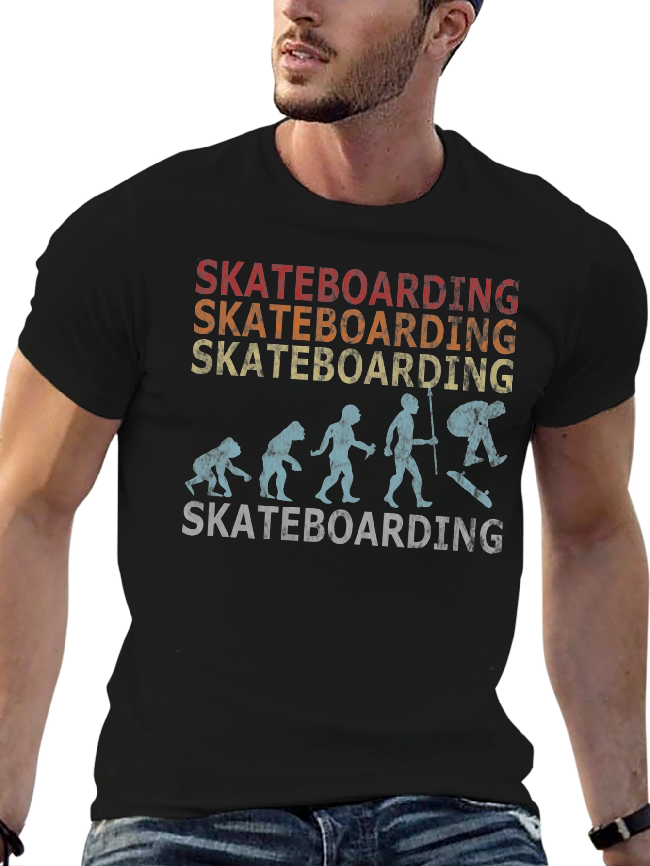 Skateboarding Evolution Graphic Tee - Black