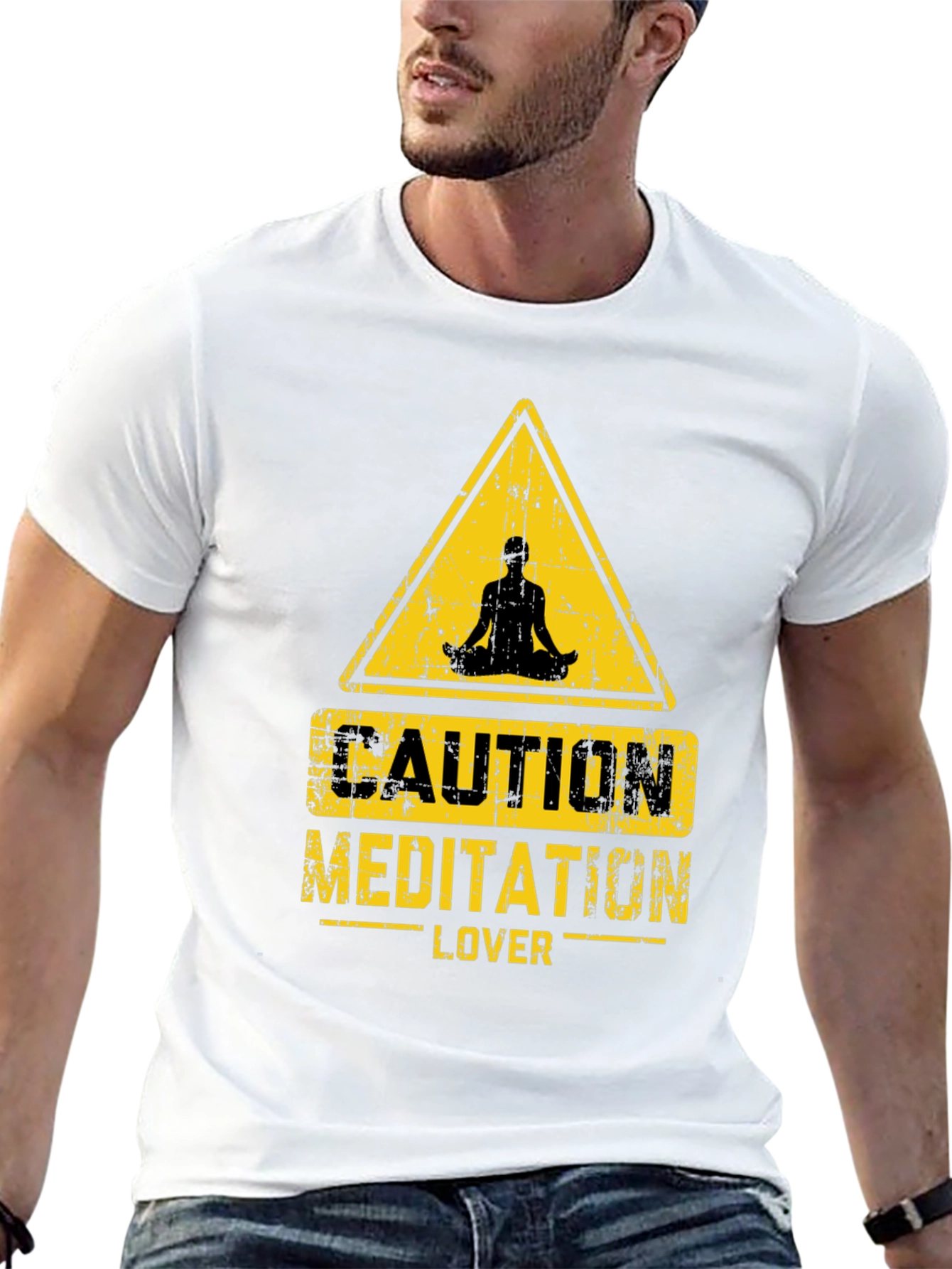 Caution Meditation Lover Black T-Shirt