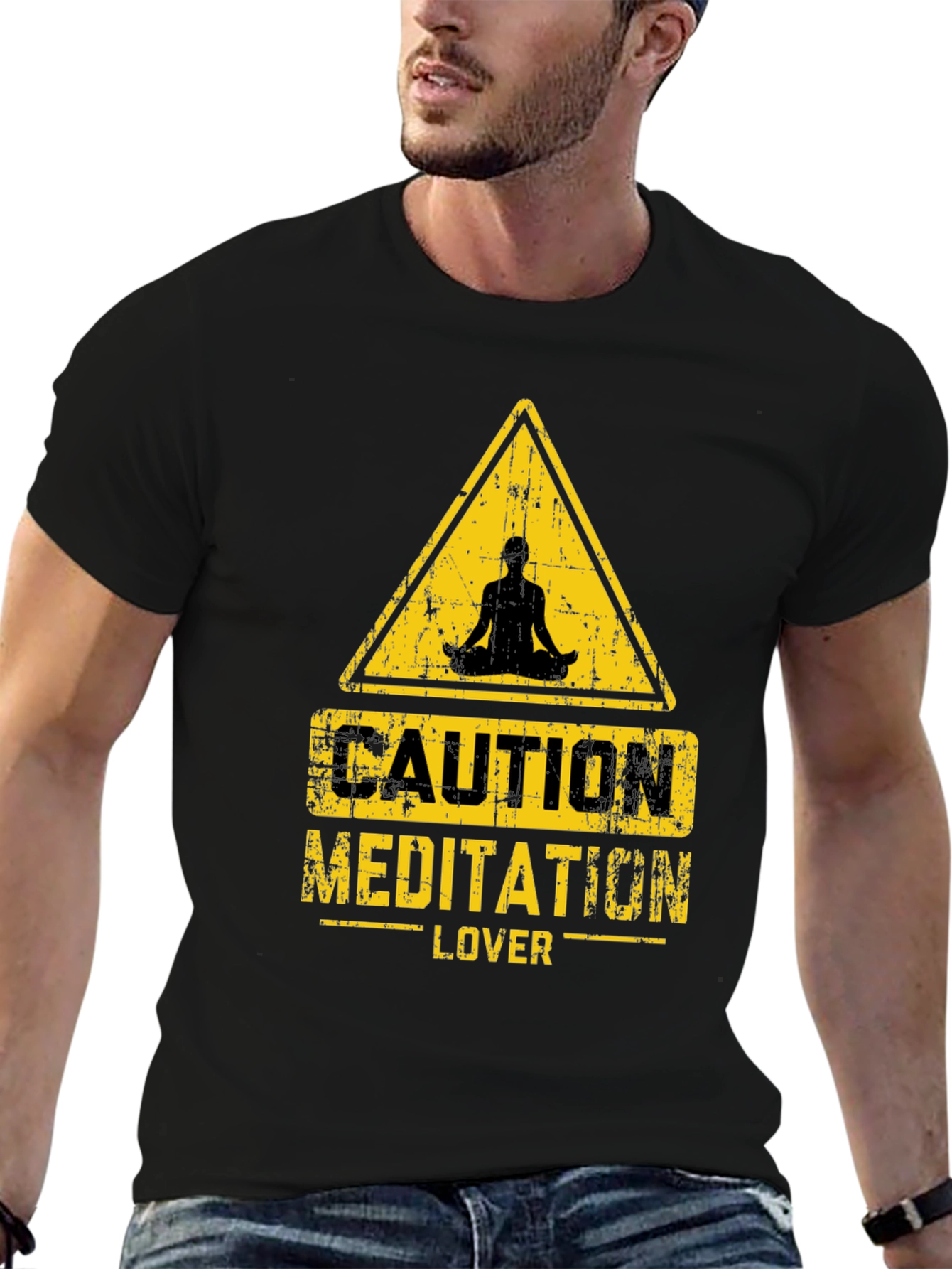 Caution Meditation Lover Black T-Shirt