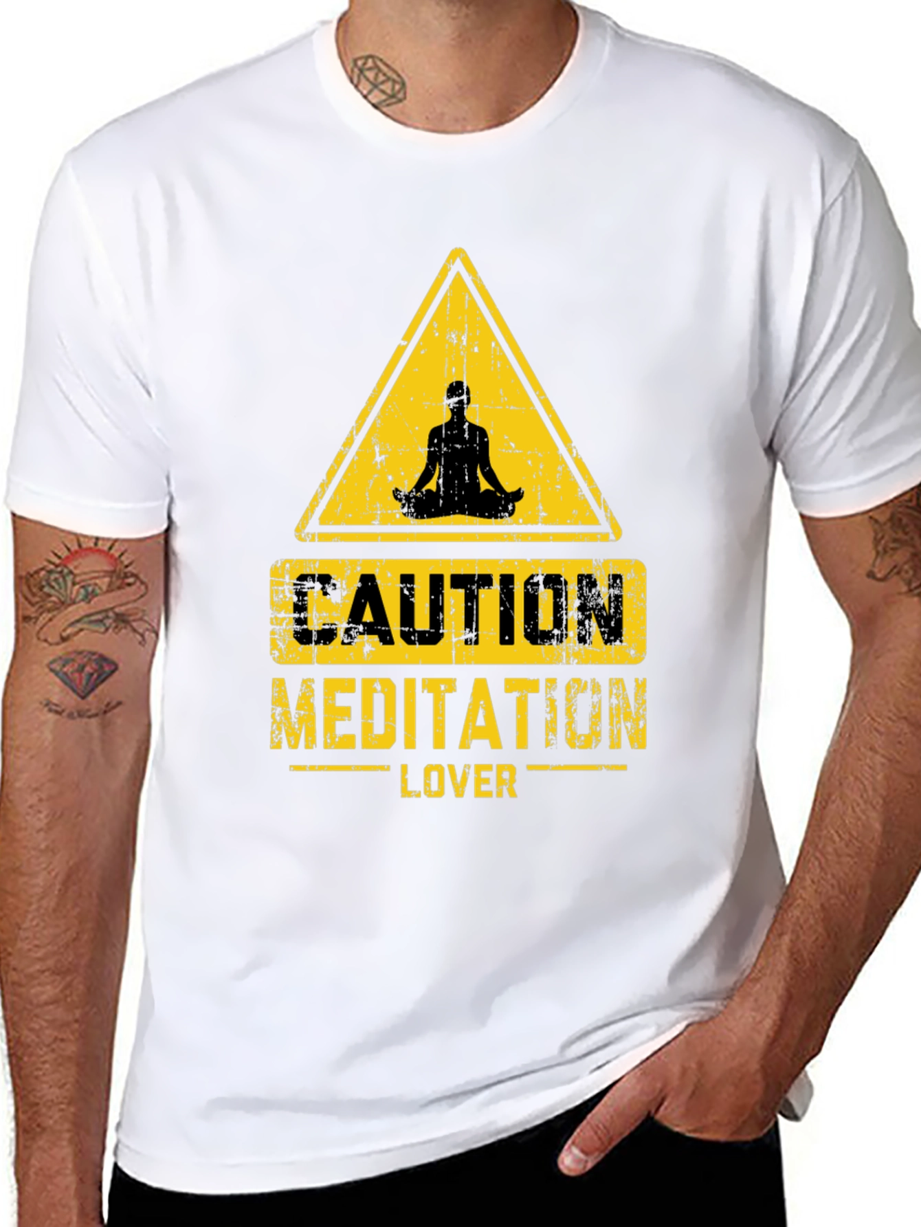Caution Meditation Lover Black T-Shirt