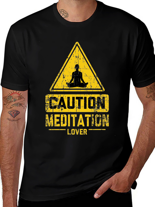 Caution Meditation Lover Black T-Shirt