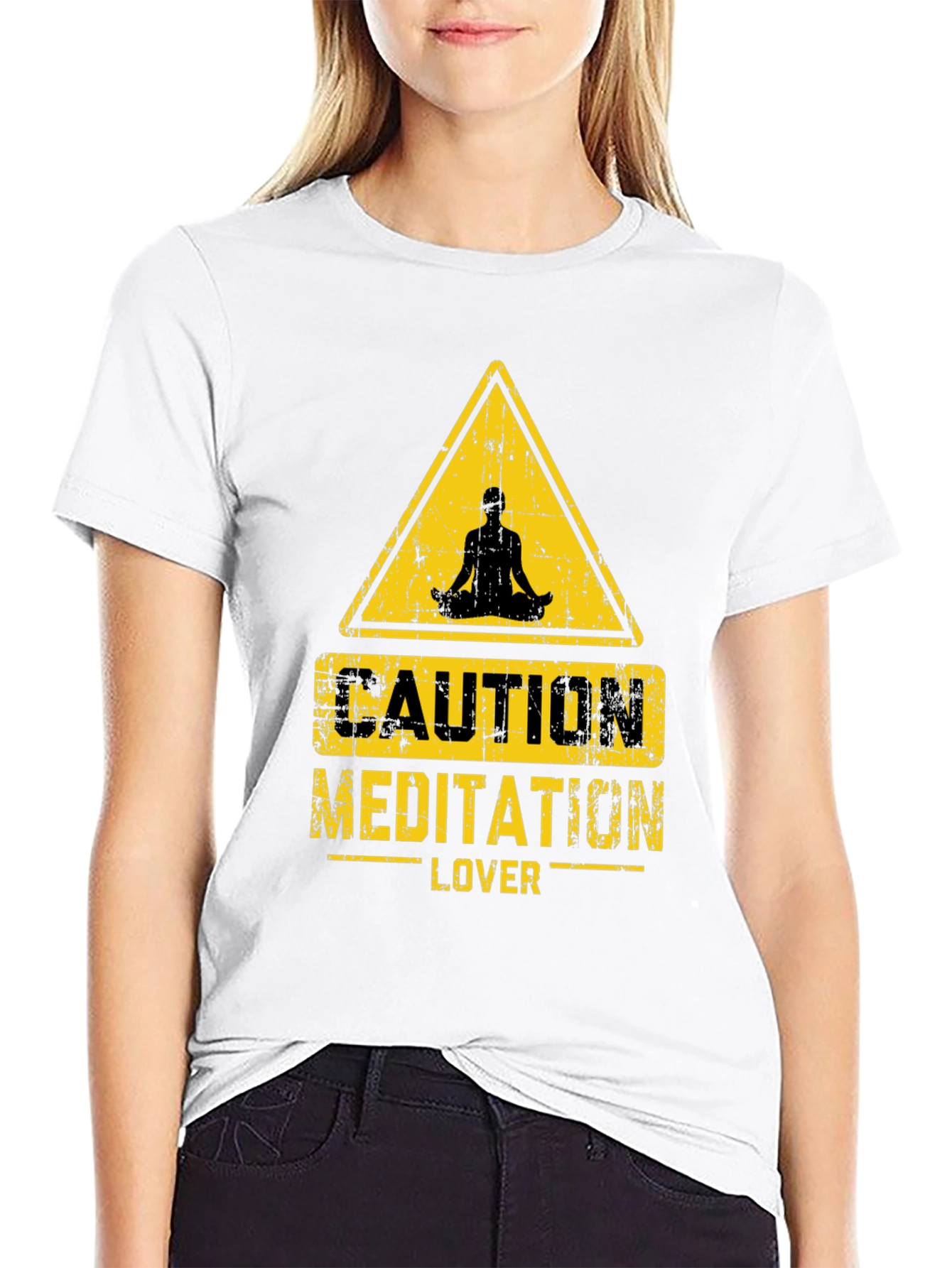 Caution Meditation Lover Black T-Shirt