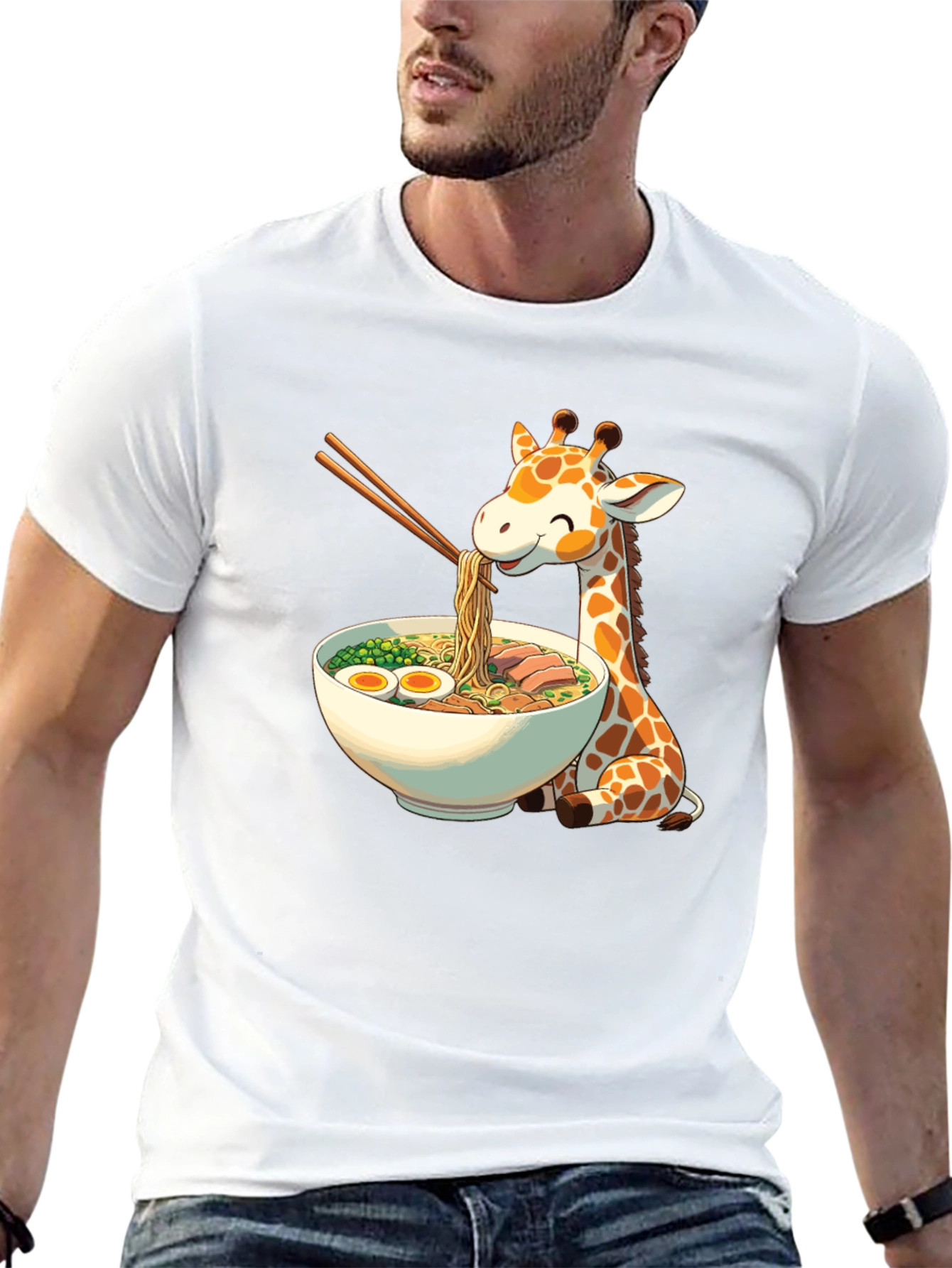 Giraffe Ramen Black T-Shirt - Unique Graphic Tee