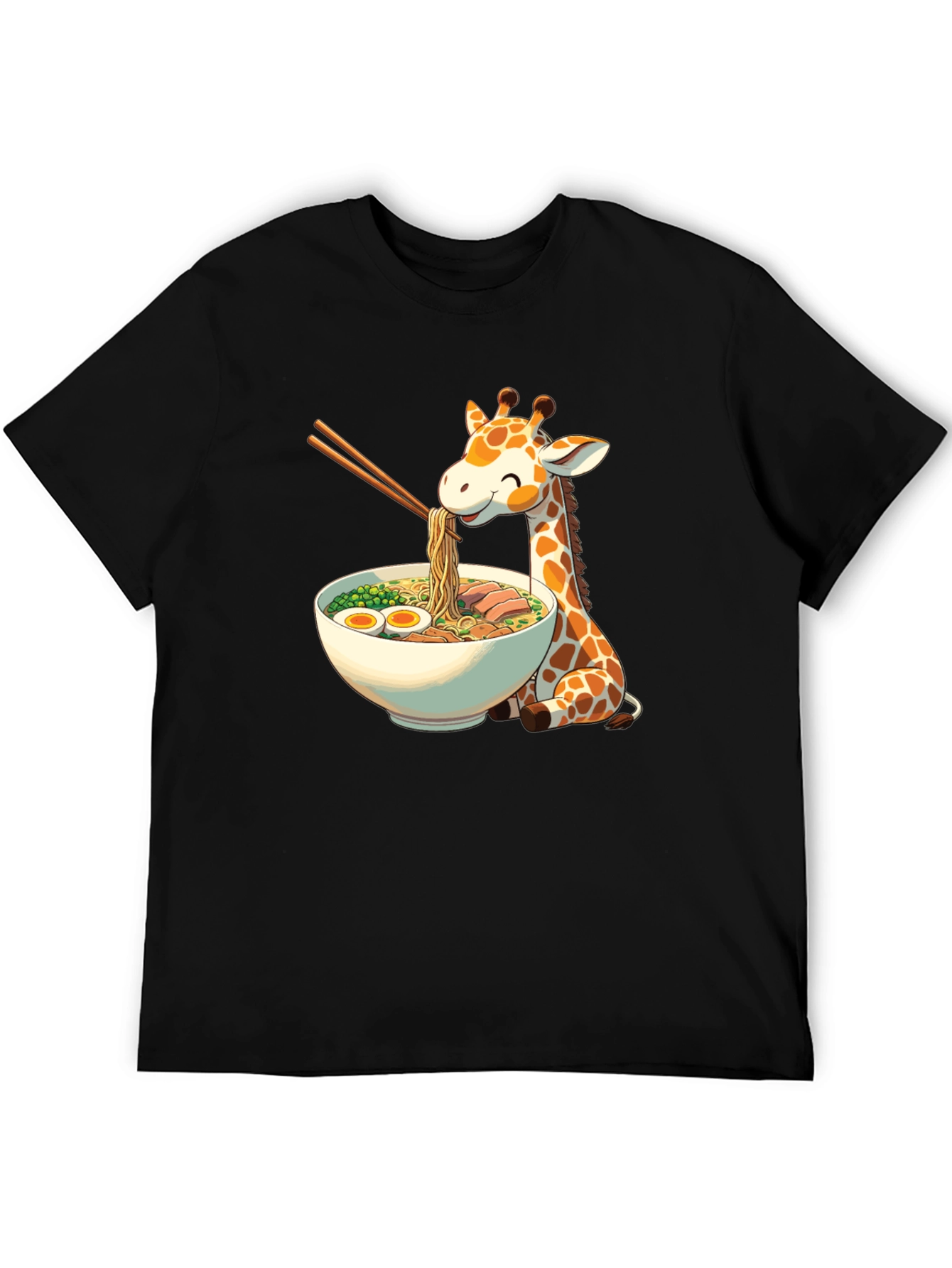 Giraffe Ramen Black T-Shirt - Unique Graphic Tee
