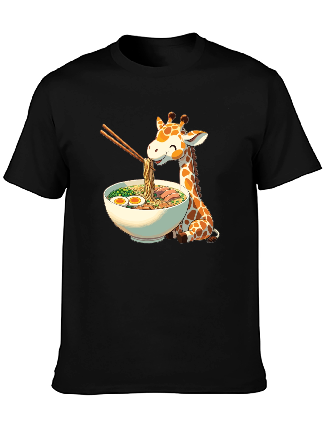 Giraffe Ramen Black T-Shirt - Unique Graphic Tee