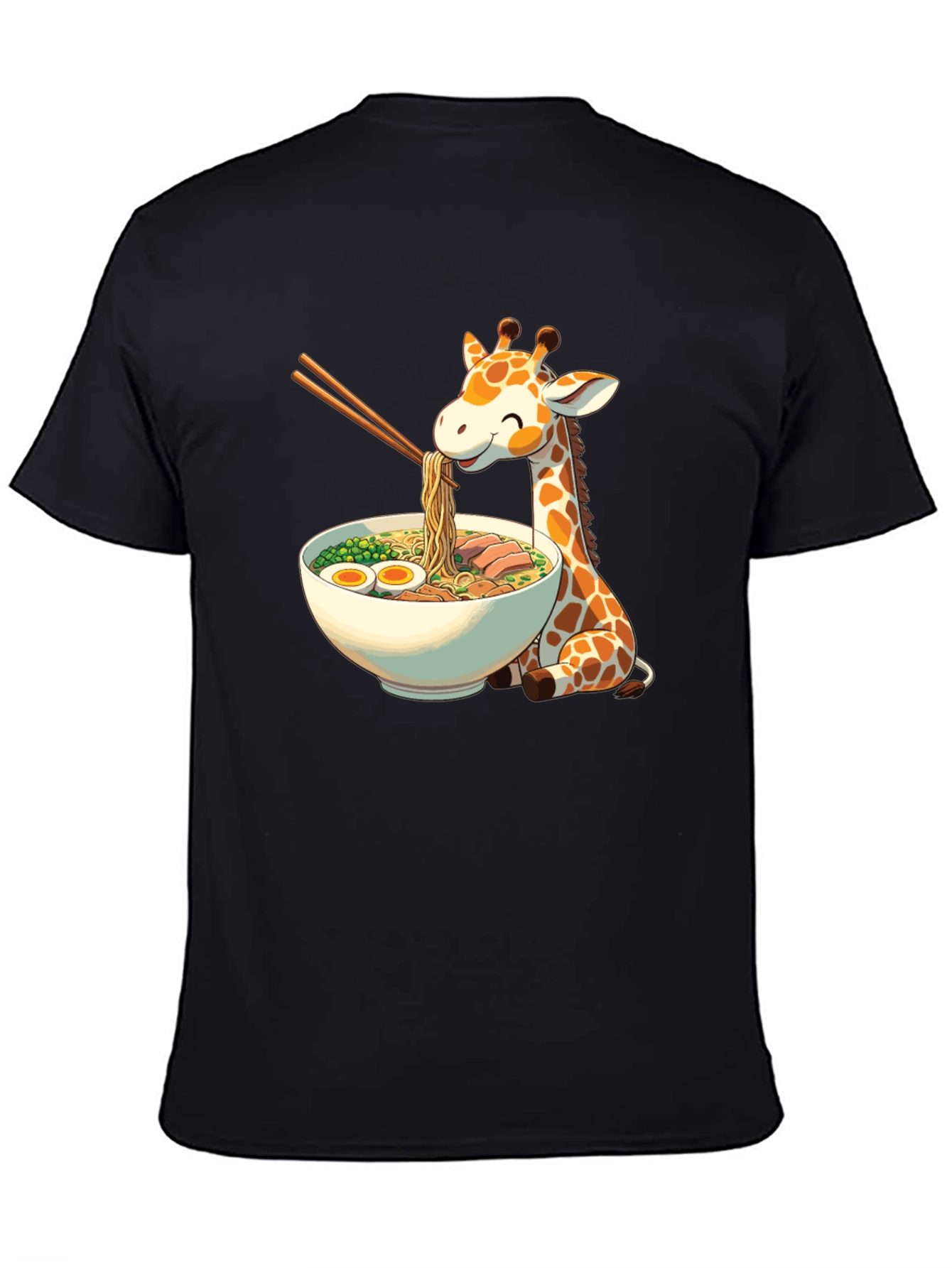 Giraffe Ramen Black T-Shirt - Unique Graphic Tee