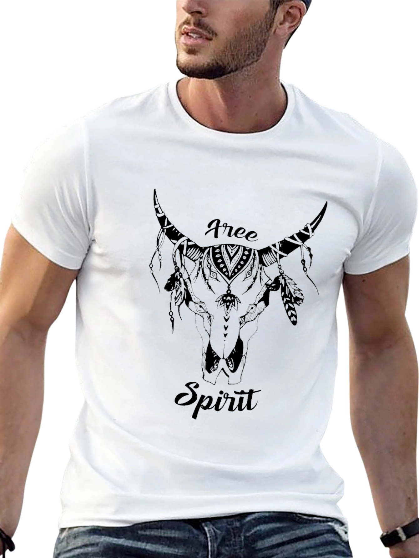 Free Spirit Bull Skull Graphic Tee
