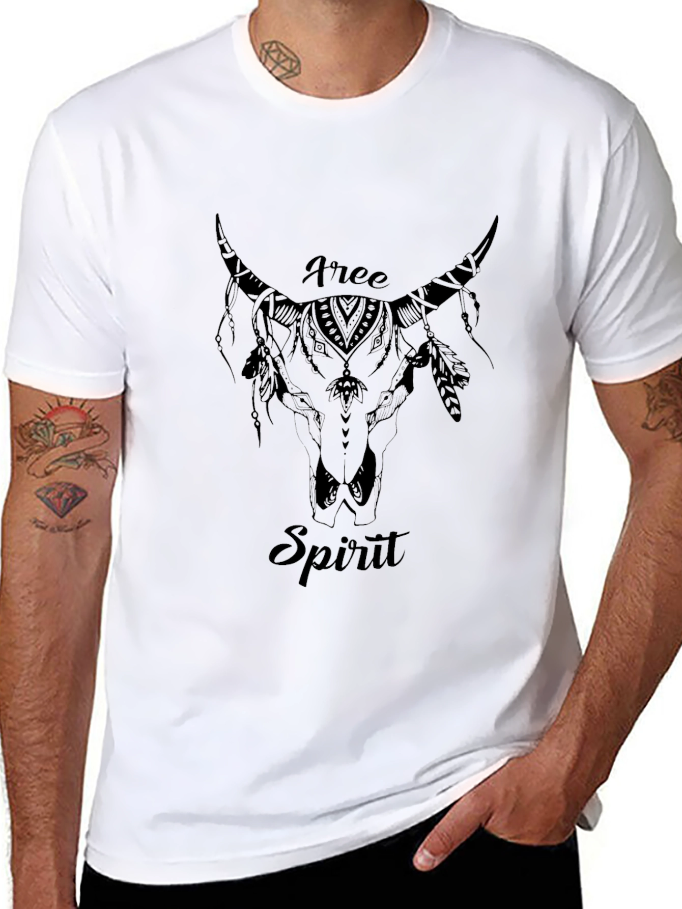 Free Spirit Bull Skull Graphic Tee