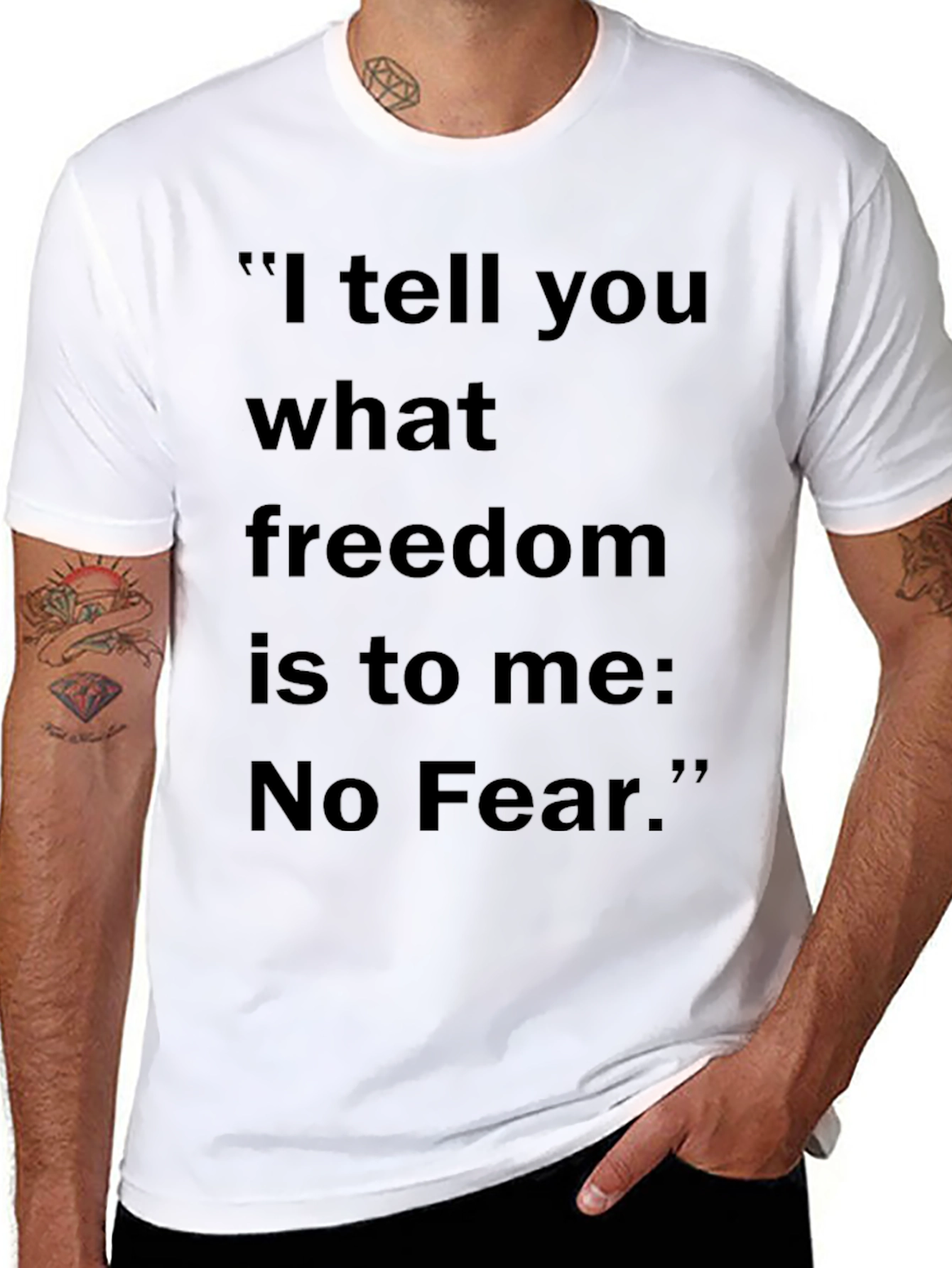 No Fear Freedom Quote Black T-Shirt