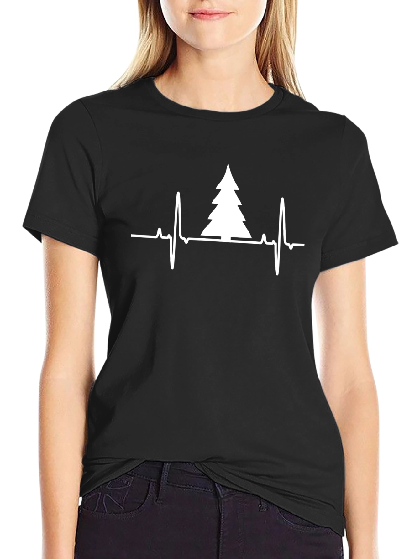 Christmas Tree Heartbeat T-Shirt - Holiday ECG Tee