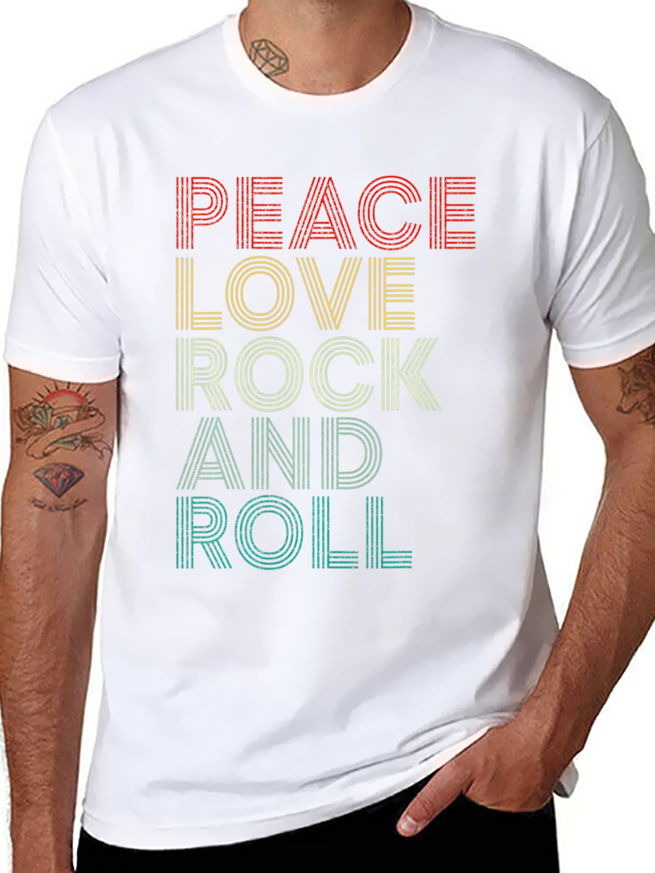 Peace Love Rock and Roll Graphic T-Shirt