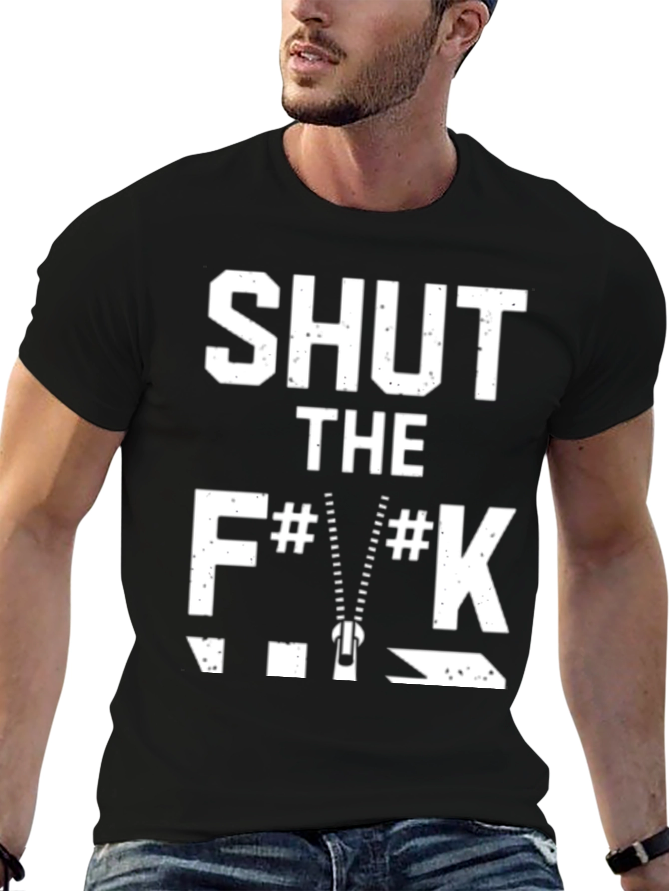 Shut The F**K Zipper Black T-Shirt