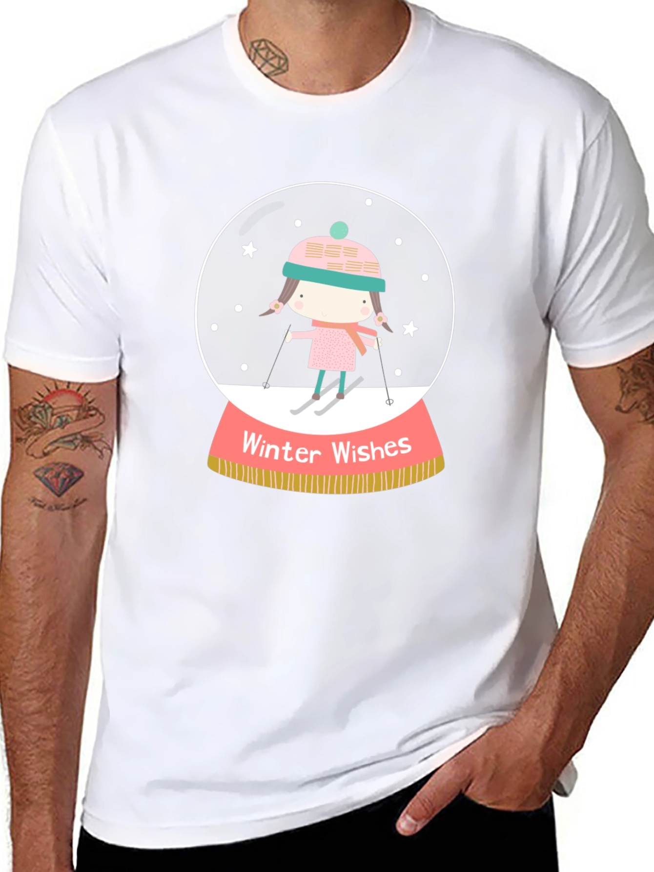 Winter Wishes Graphic Tee - Holiday Snow Globe Shirt