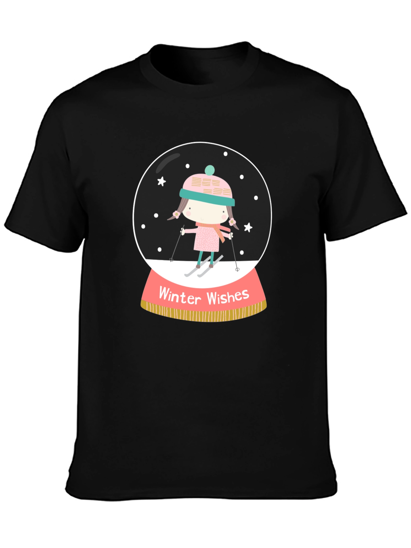 Winter Wishes Graphic Tee - Holiday Snow Globe Shirt