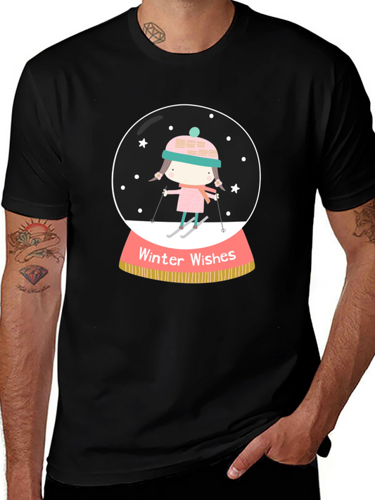 Winter Wishes Graphic Tee - Holiday Snow Globe Shirt