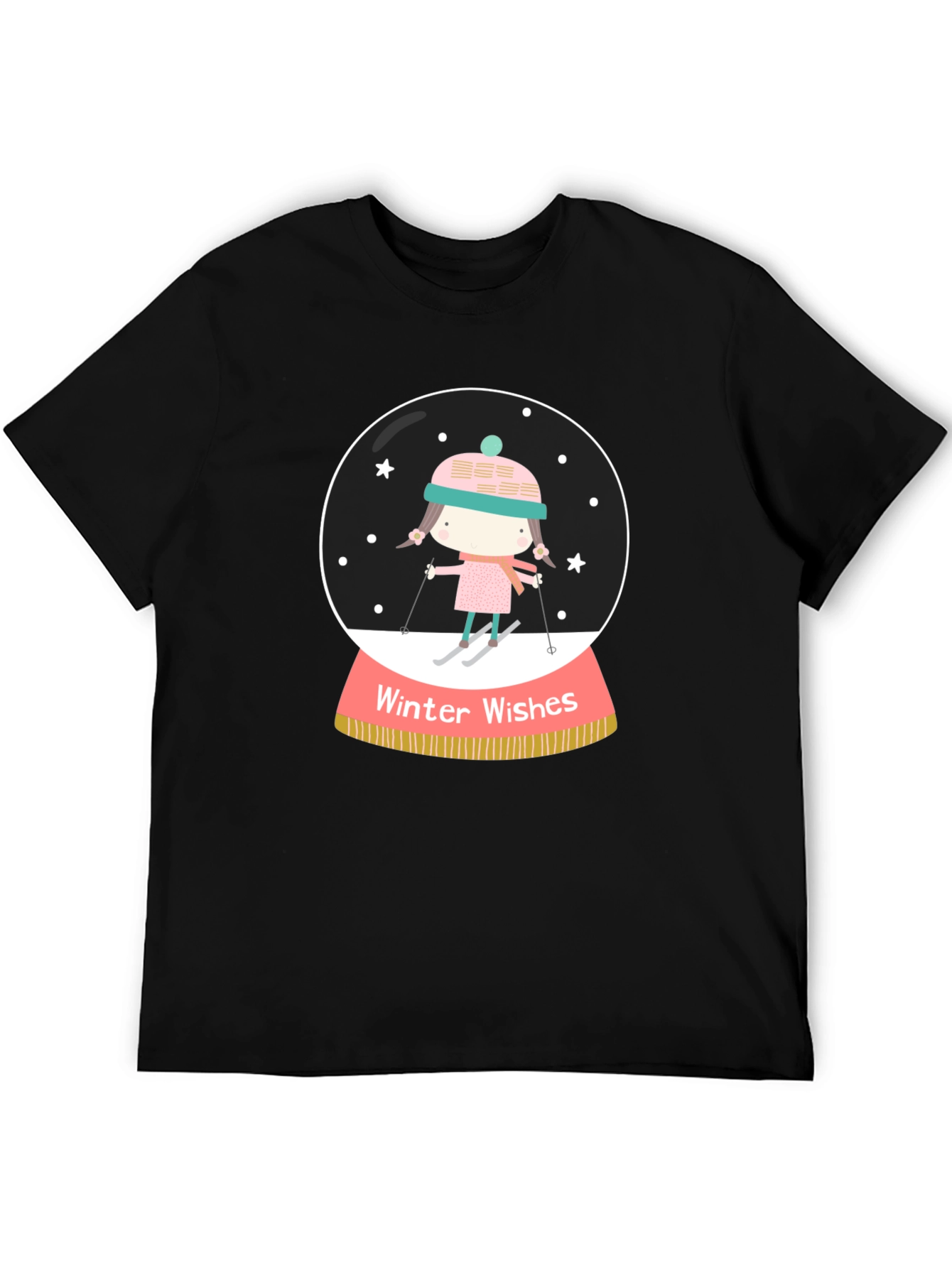 Winter Wishes Graphic Tee - Holiday Snow Globe Shirt