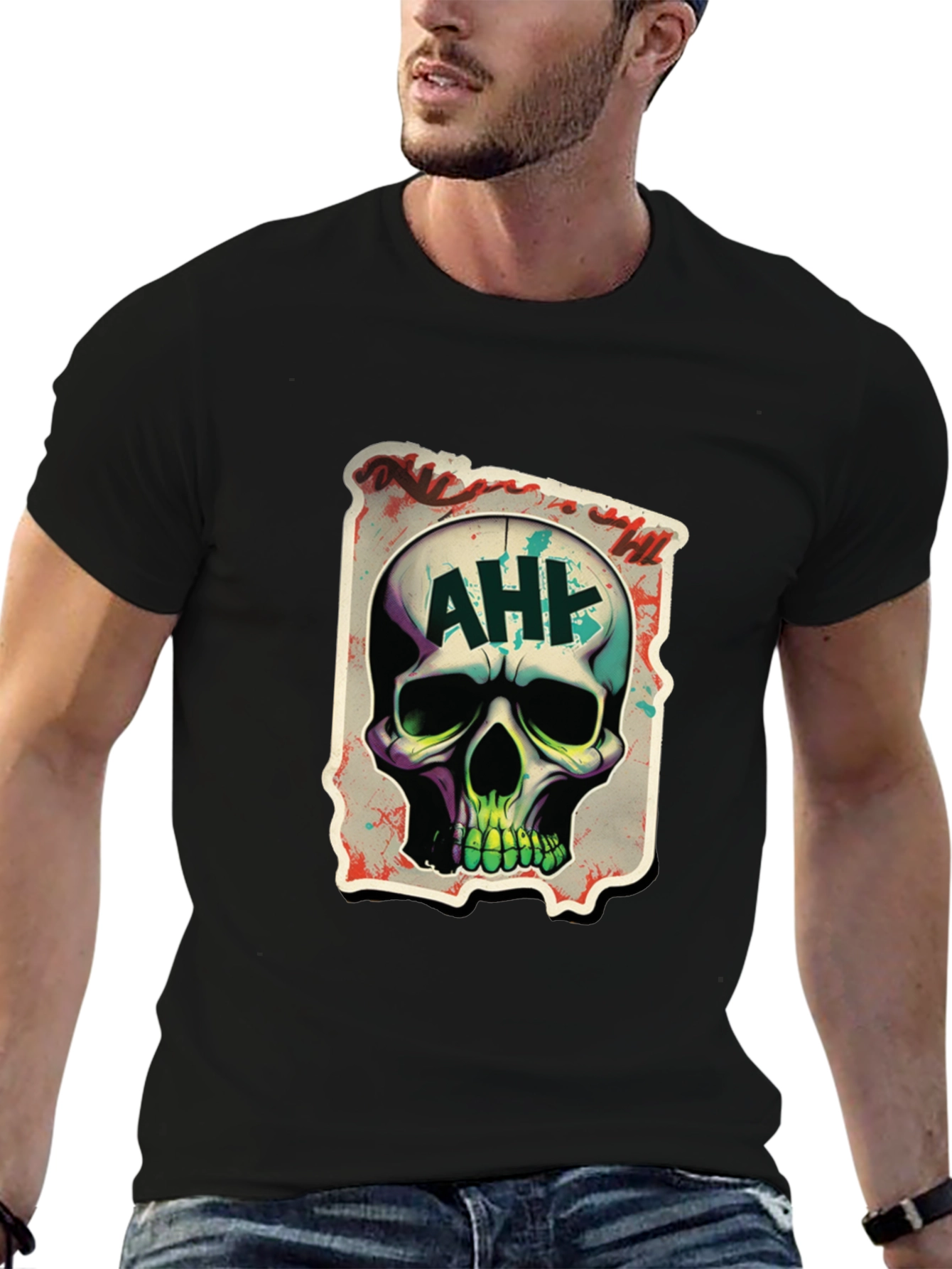 Edgy AH! Skull Graphic Tee