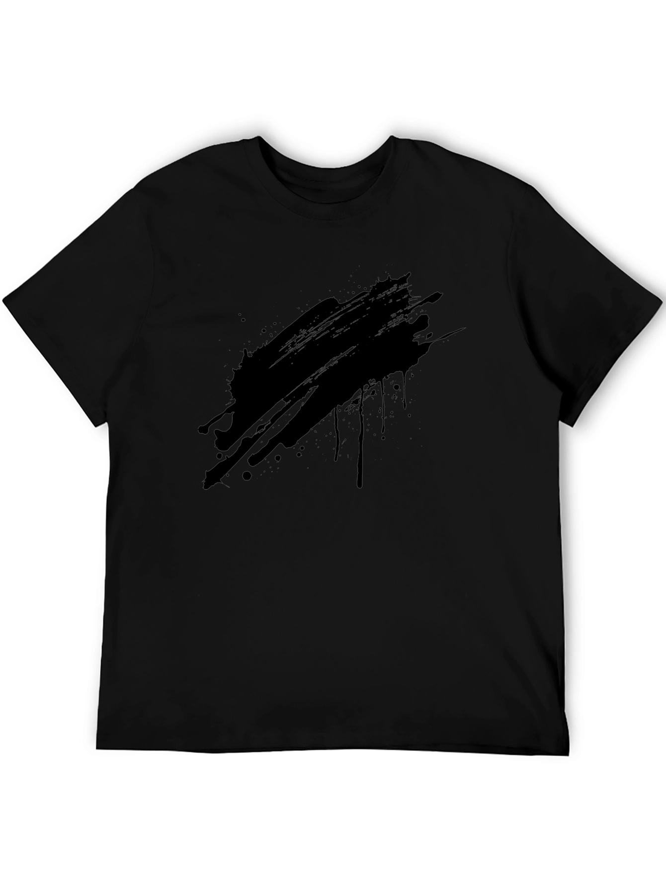 Mens Black Graphic T-Shirt - Abstract Ink Splash Design