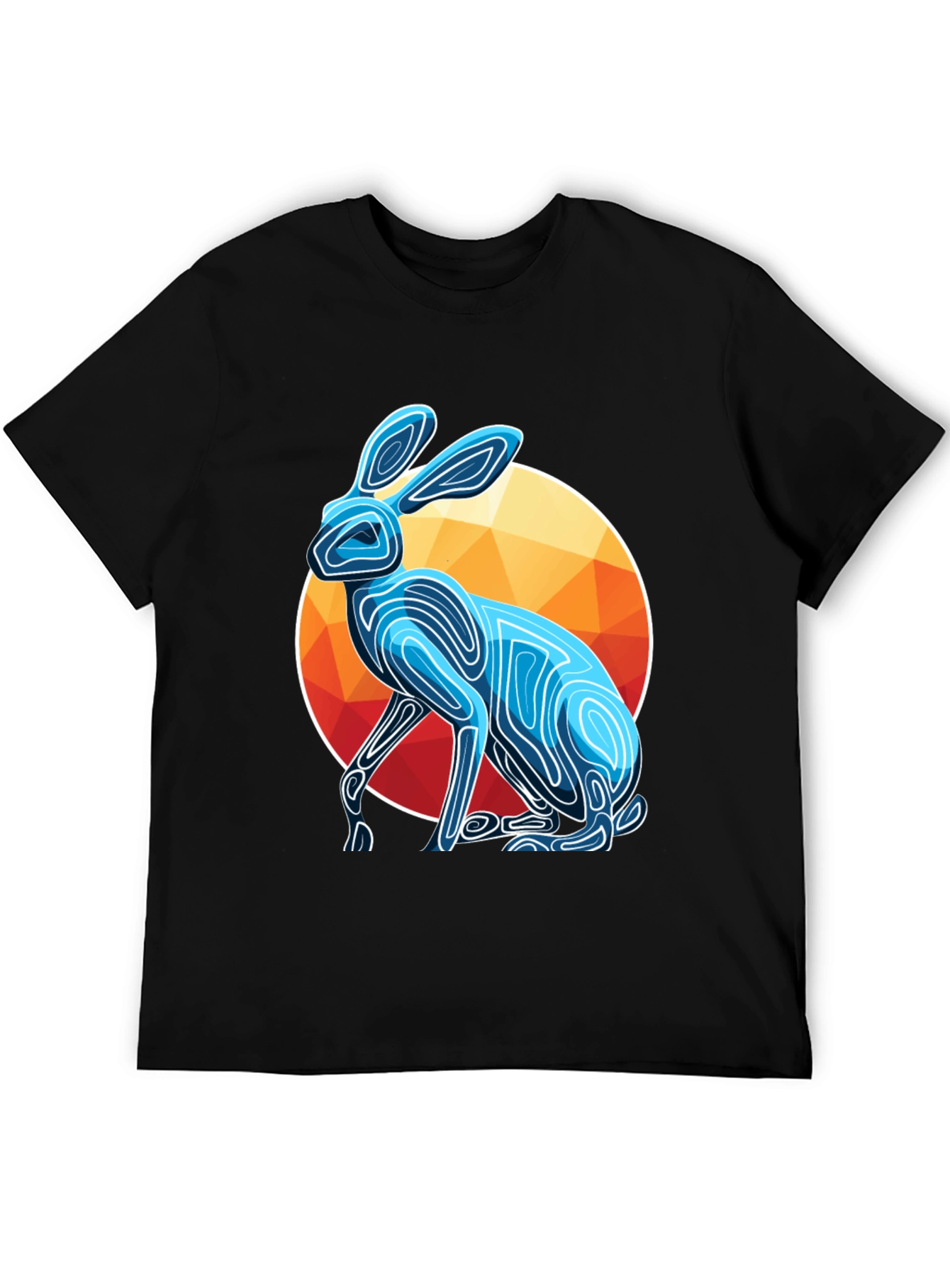 Geometric Rabbit Graphic Tee - Modern Art Shirt