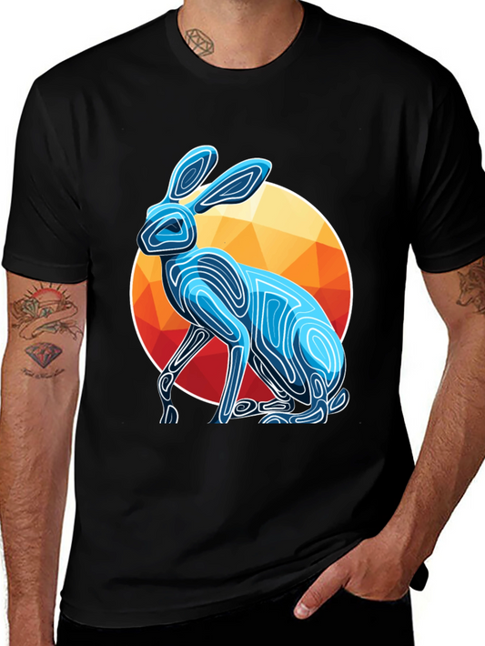 Geometric Rabbit Graphic Tee - Modern Art Shirt