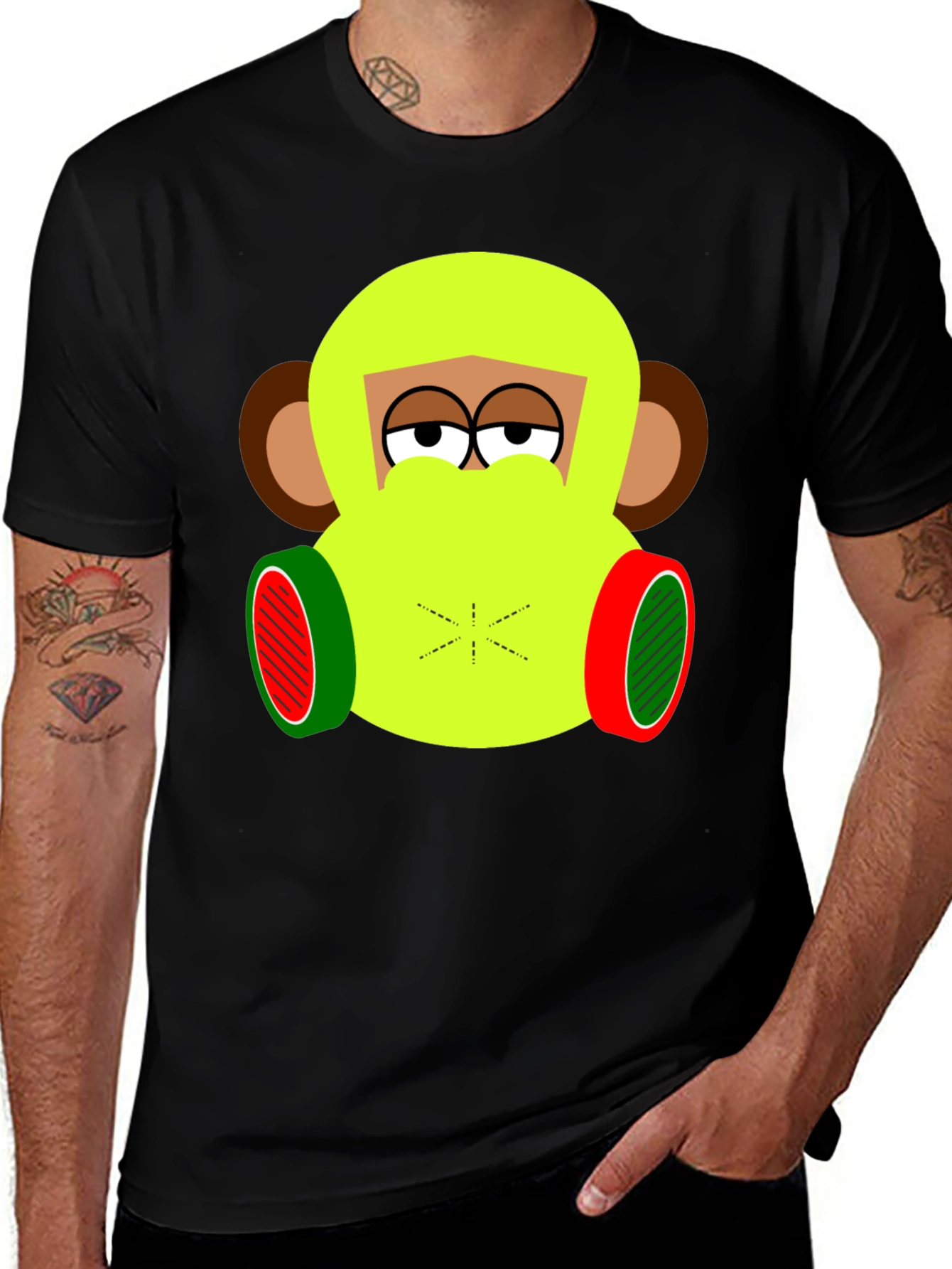 Funky Monkey Graphic Tee - Black Cotton Blend