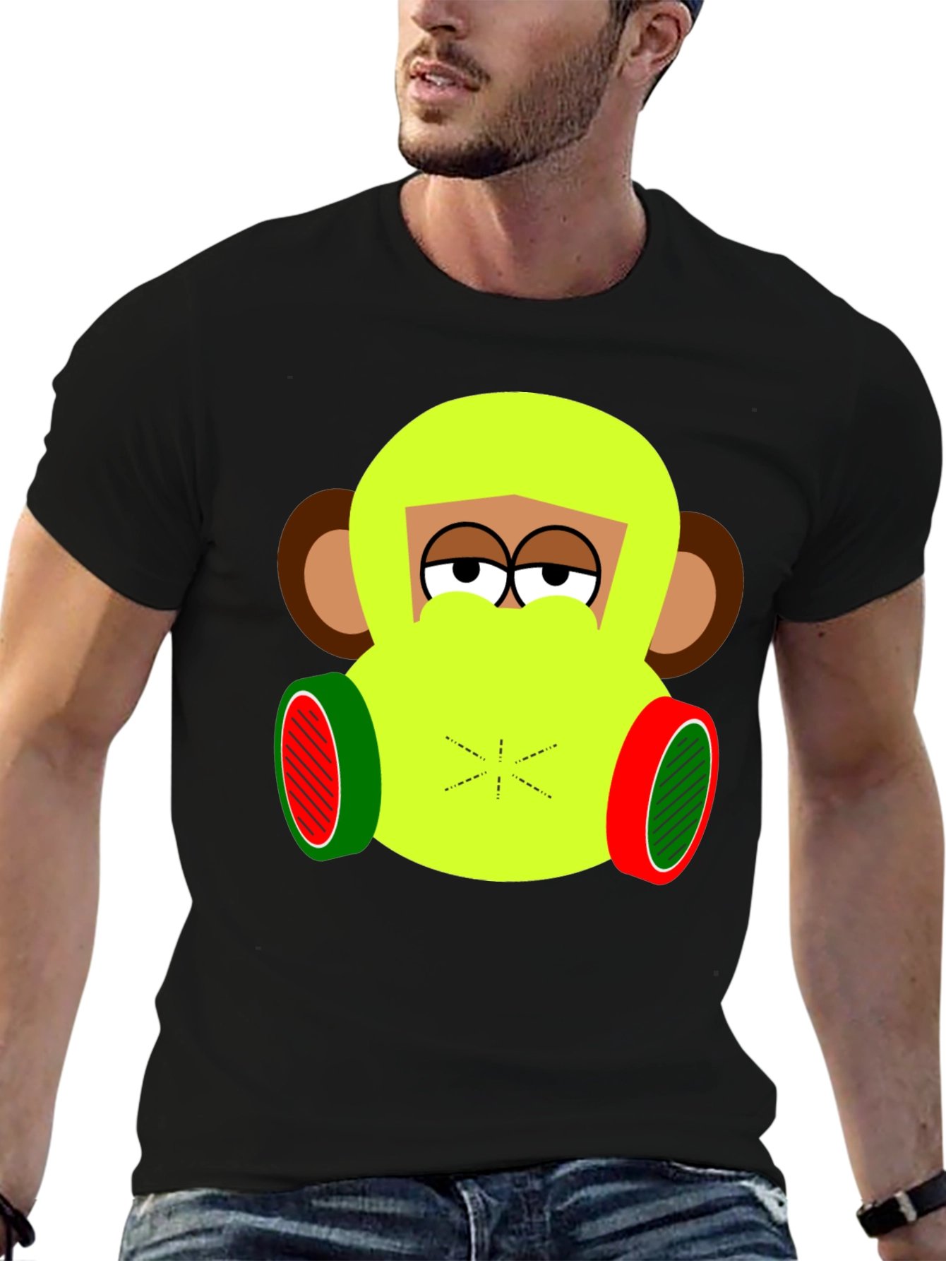 Funky Monkey Graphic Tee - Black Cotton Blend