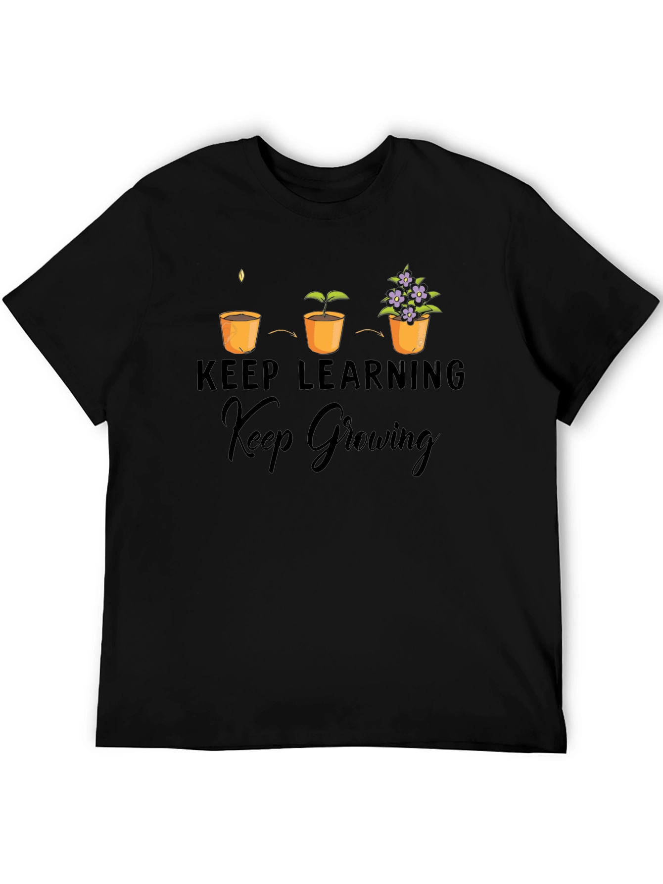 Keep Learning Keep Growing Black T-Shirt