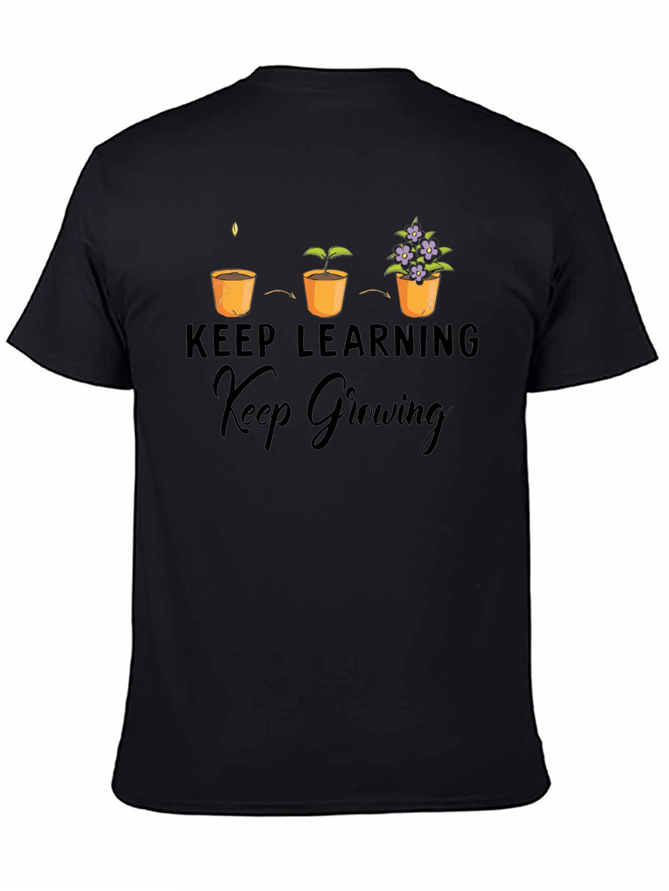 Keep Learning Keep Growing Black T-Shirt